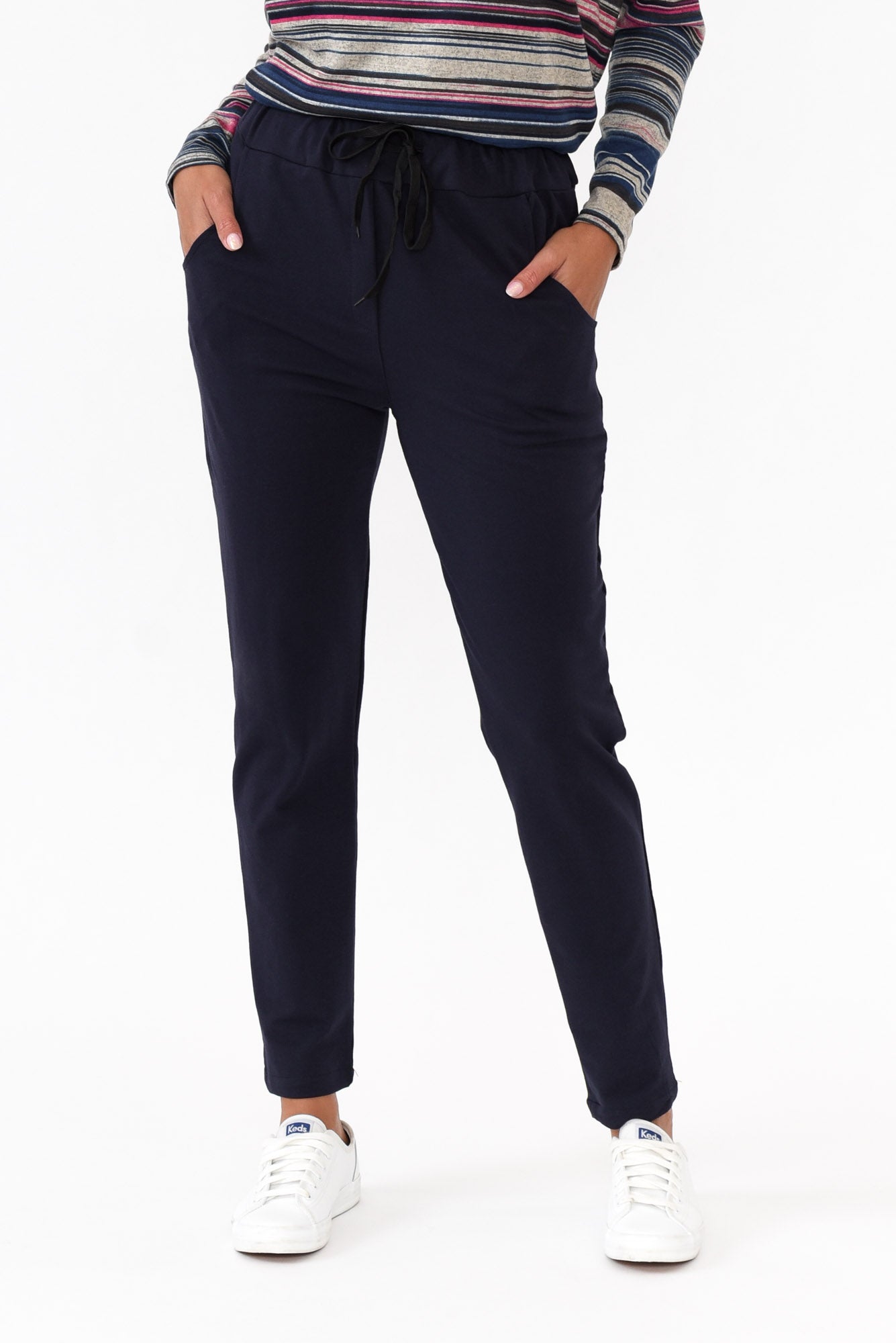 Rylan Navy Cotton Tie Pant