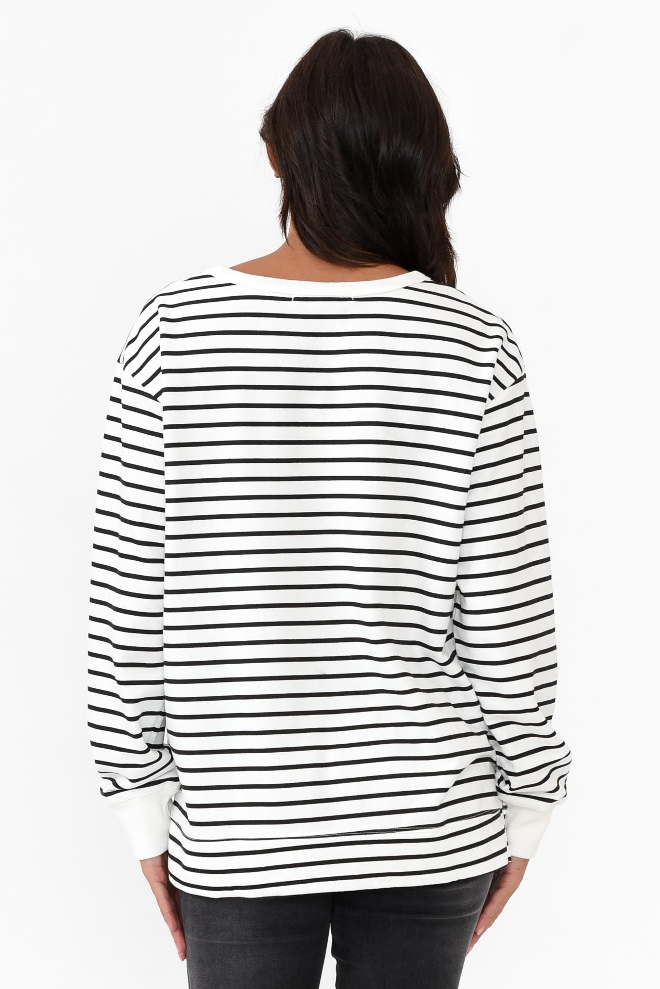 Prado Black Stripe Cotton Crew Jumper