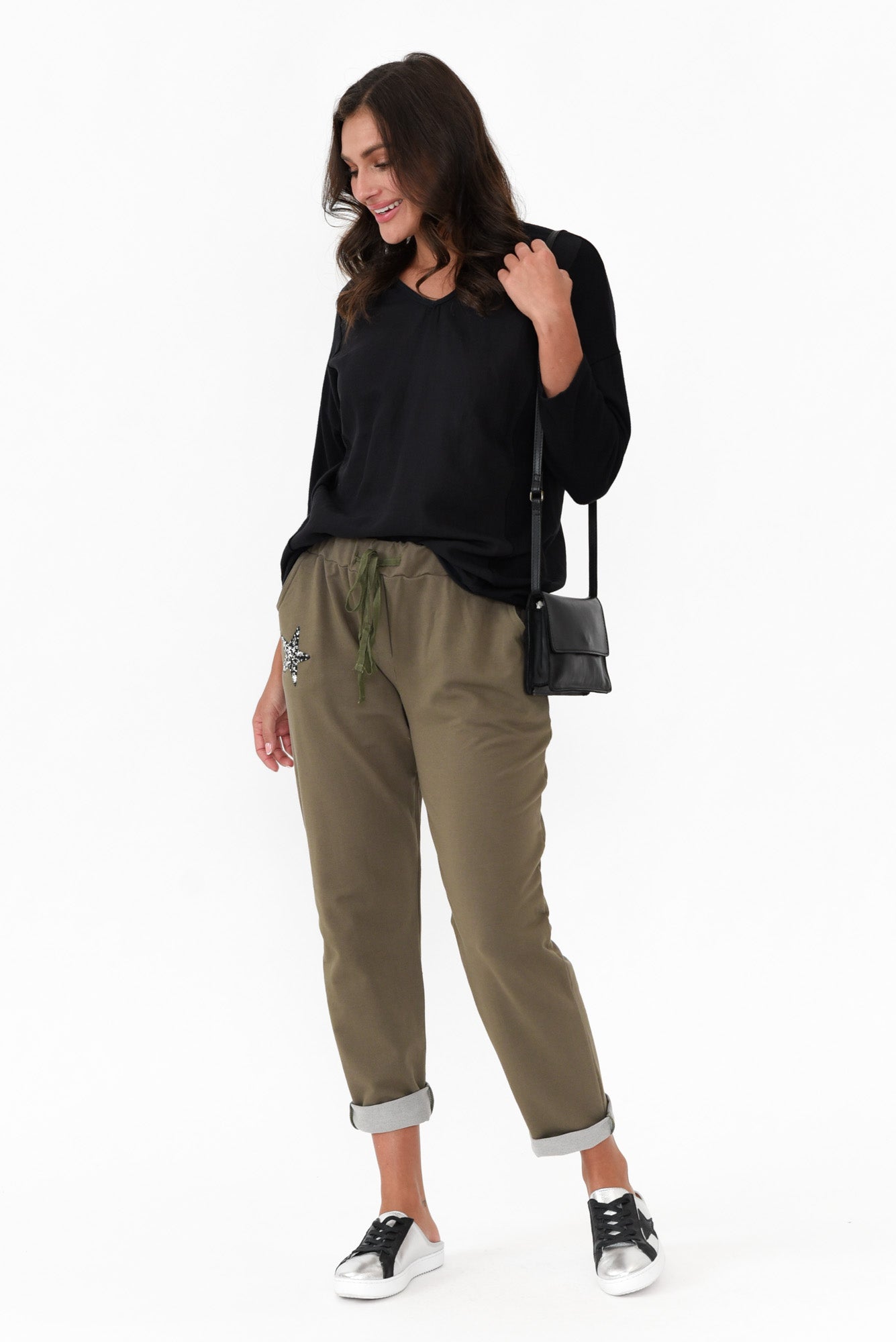 Mariah Black Linen Cotton Panel Top