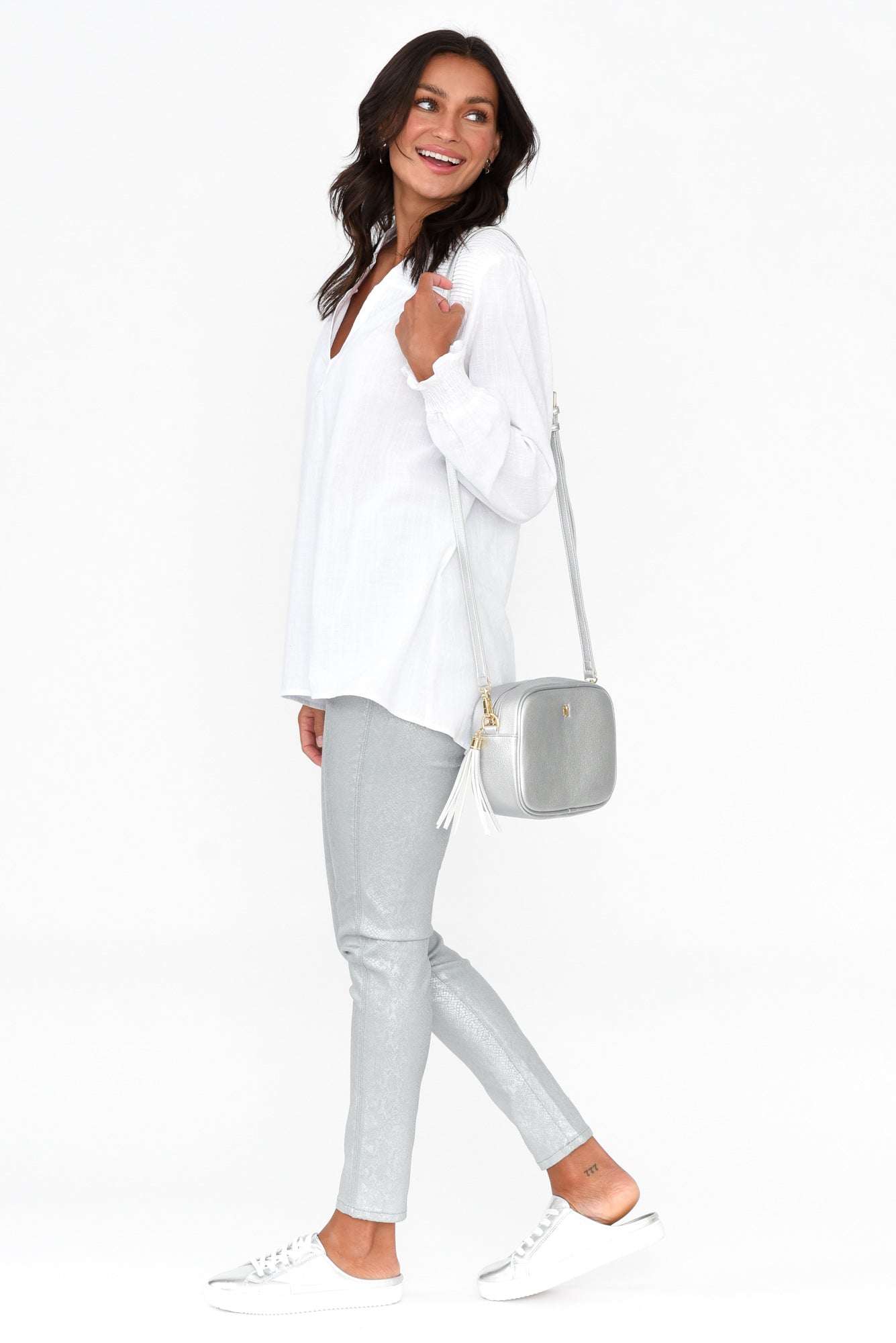 Bonita Silver Animal Foil Stretch Pant