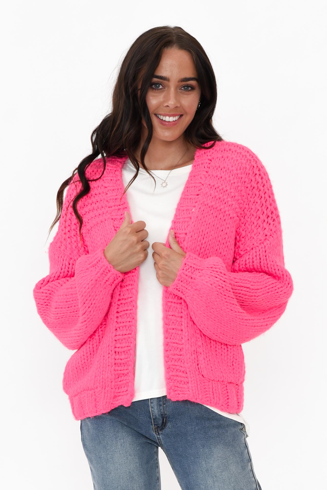 Freddie Pink Knit Pocket Cardigan