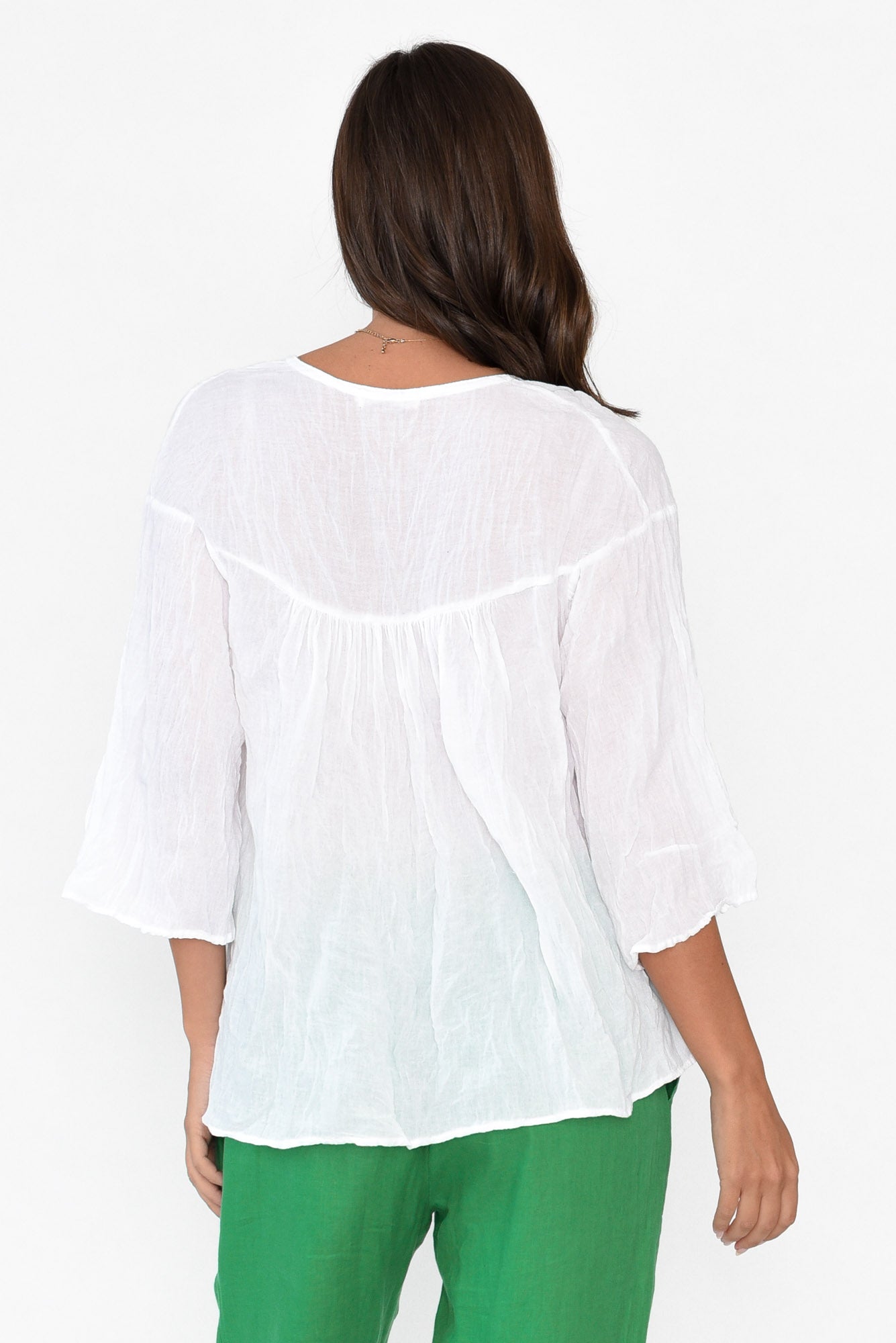 Blaise White Cotton Button Top