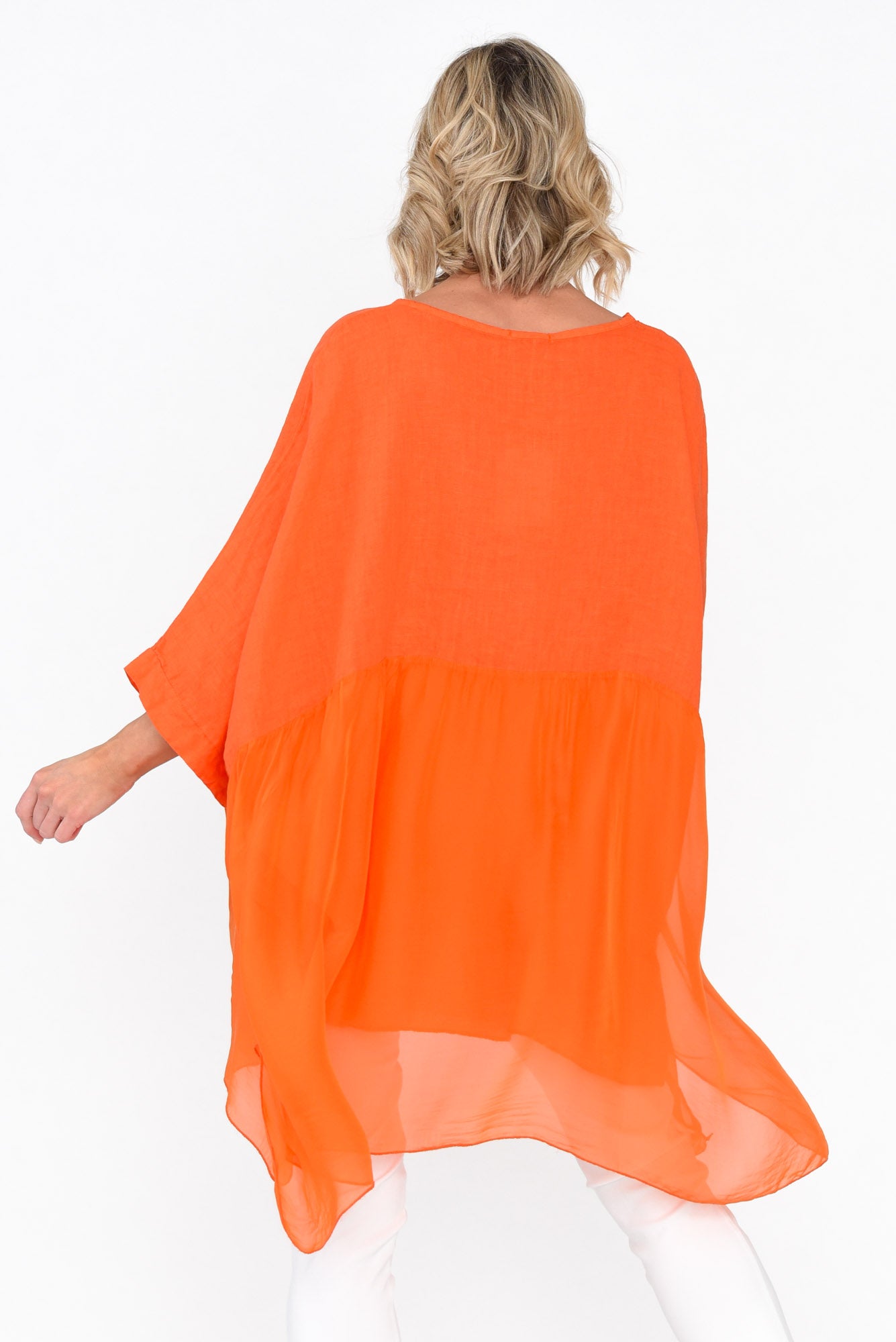 Marietta Orange Silk Linen Top