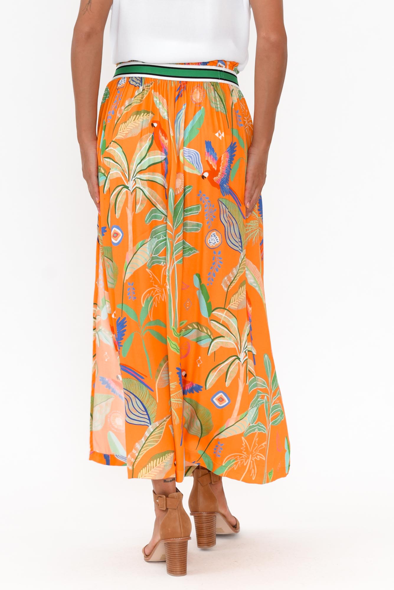Camille Orange Tropical Maxi Skirt