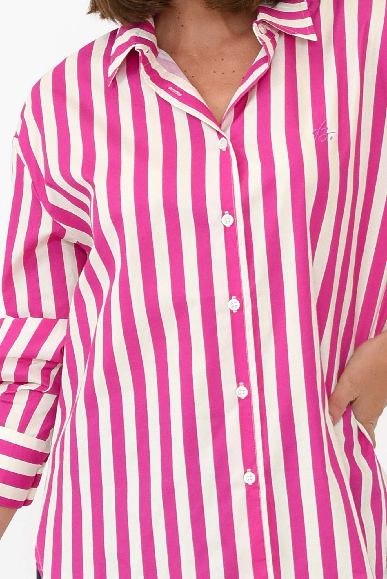 Presley Pink Stripe Cotton Poplin Shirt
