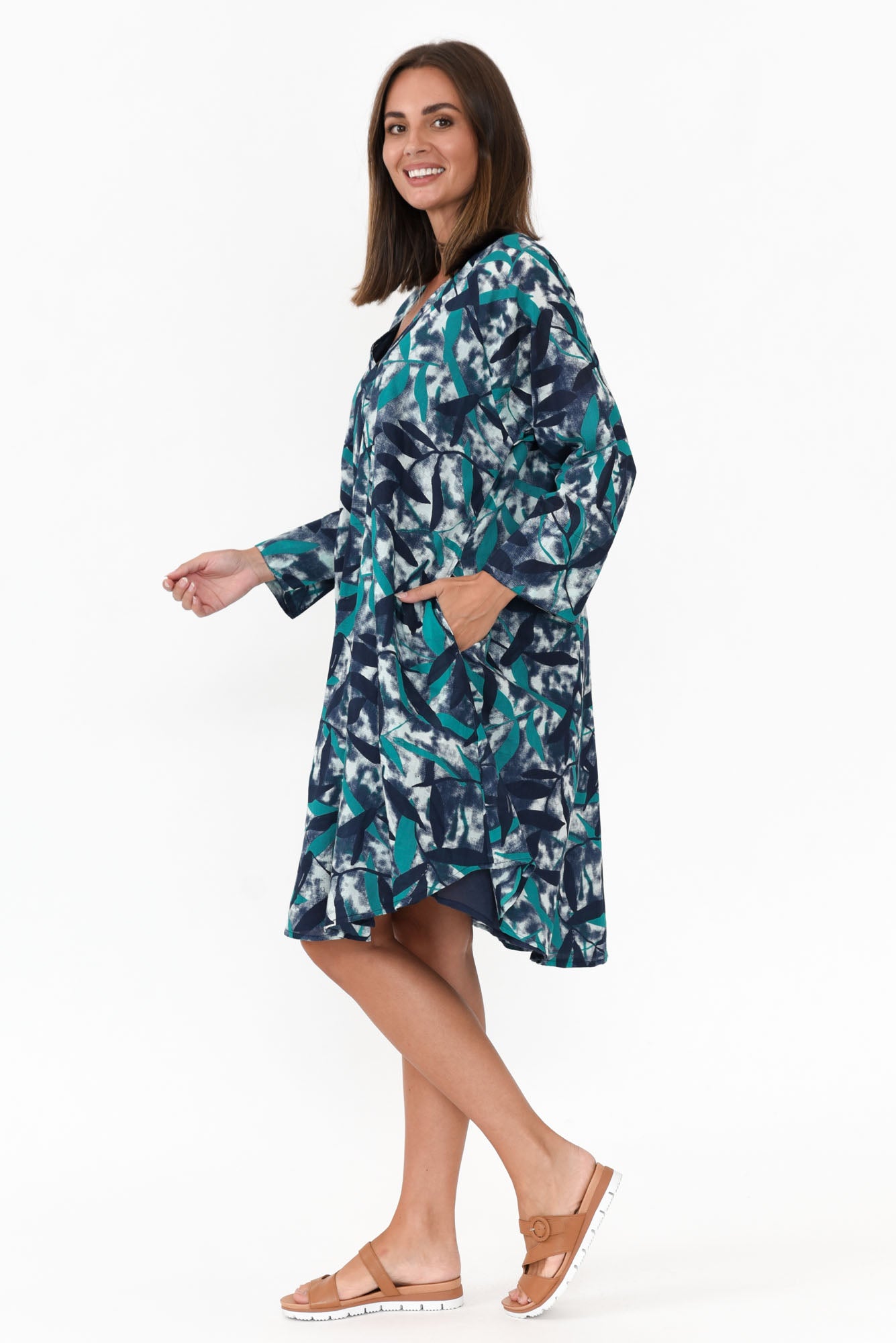 Proserpine Blue Leaf Cotton Tunic
