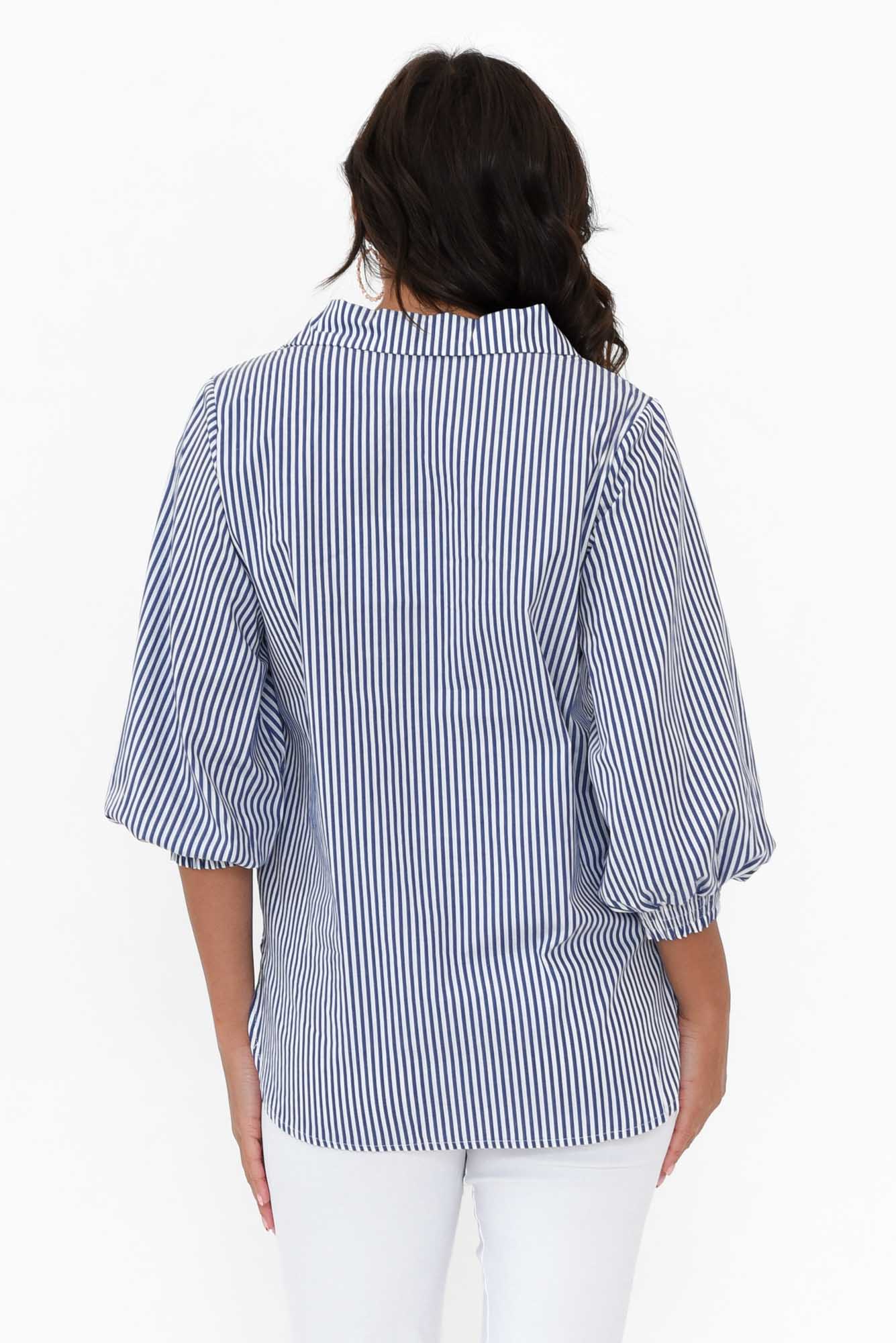 Troy Navy Stripe Cotton Shirt