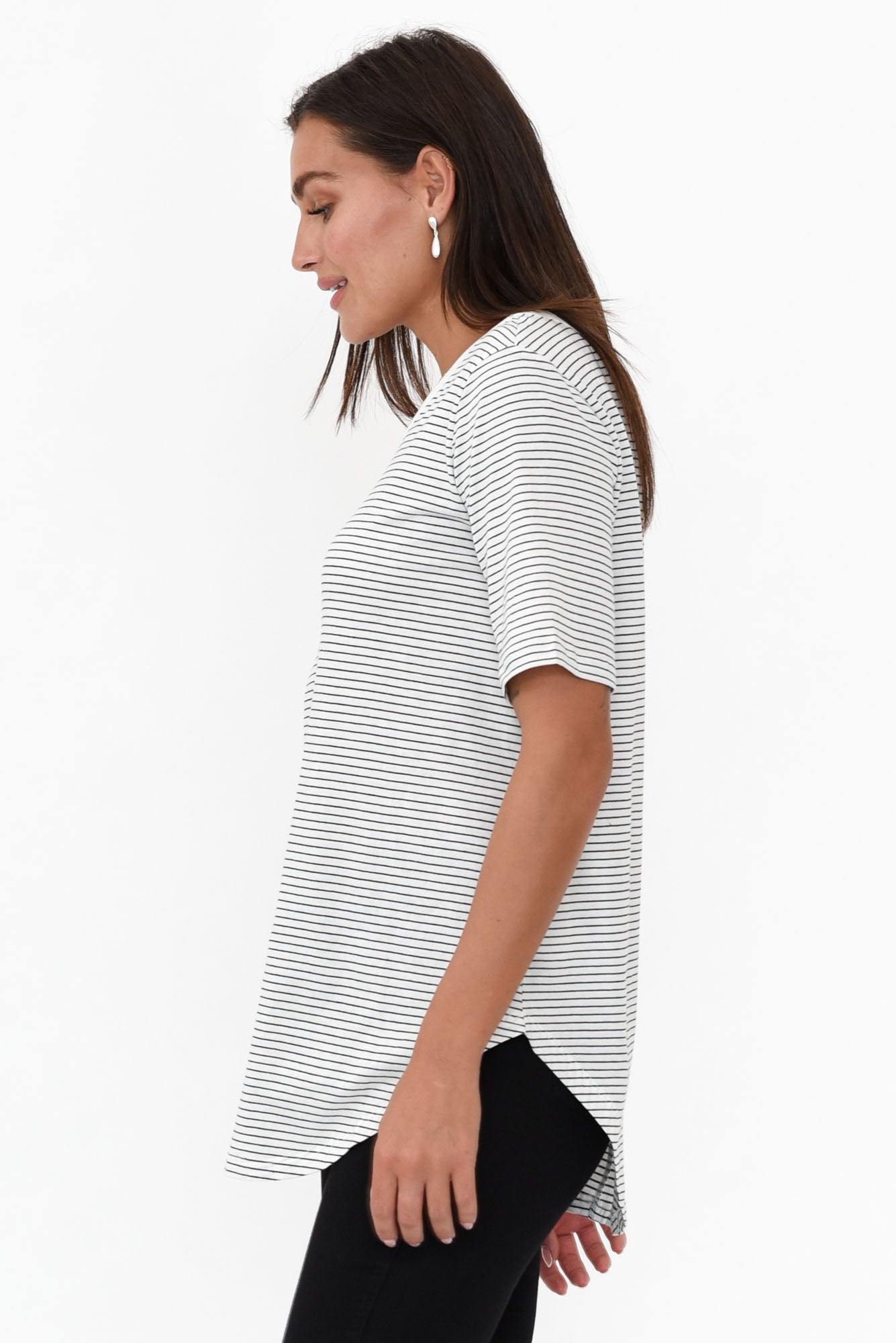 Ariana Black Stripe Cotton Tee