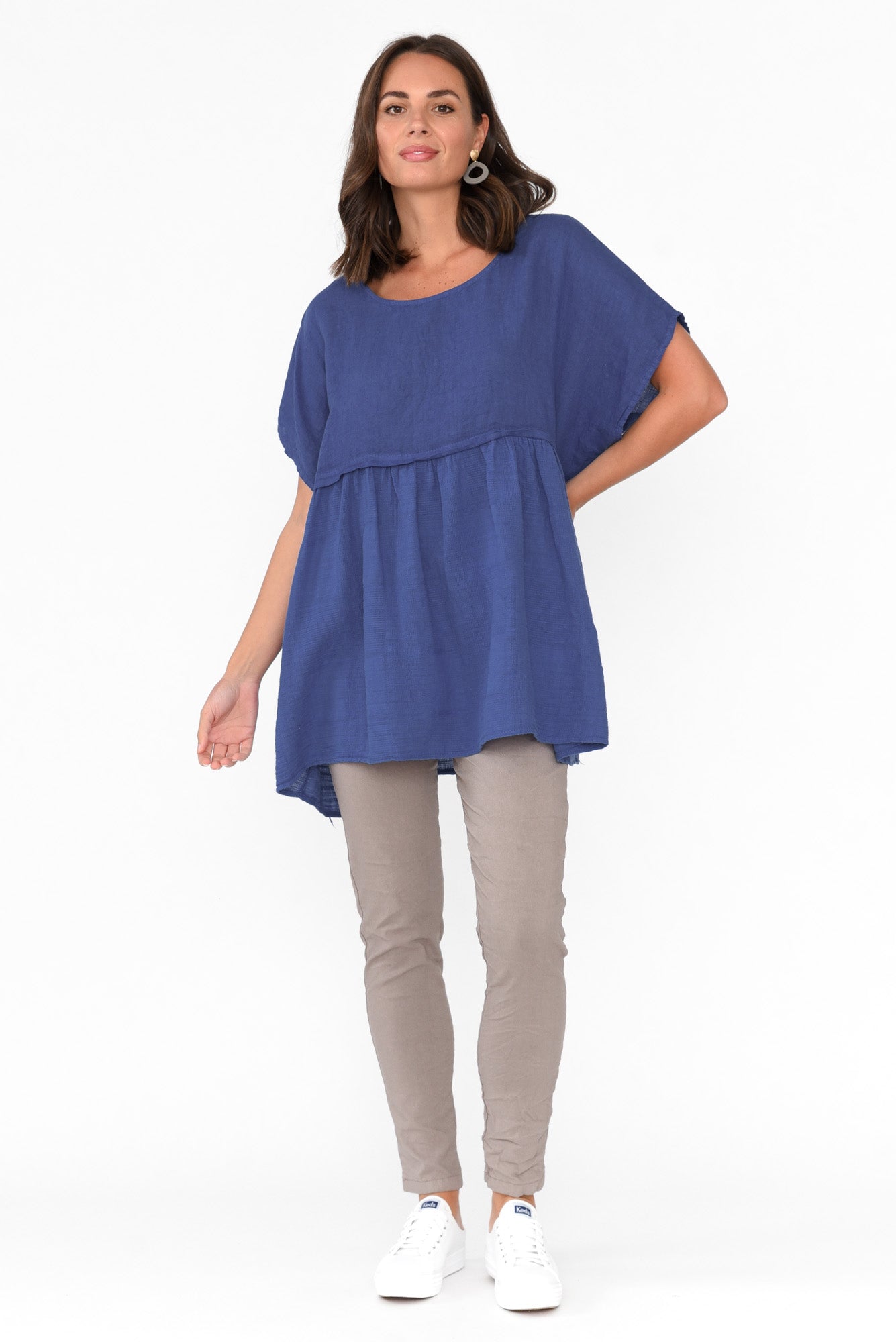Sabre Cobalt Linen  Top