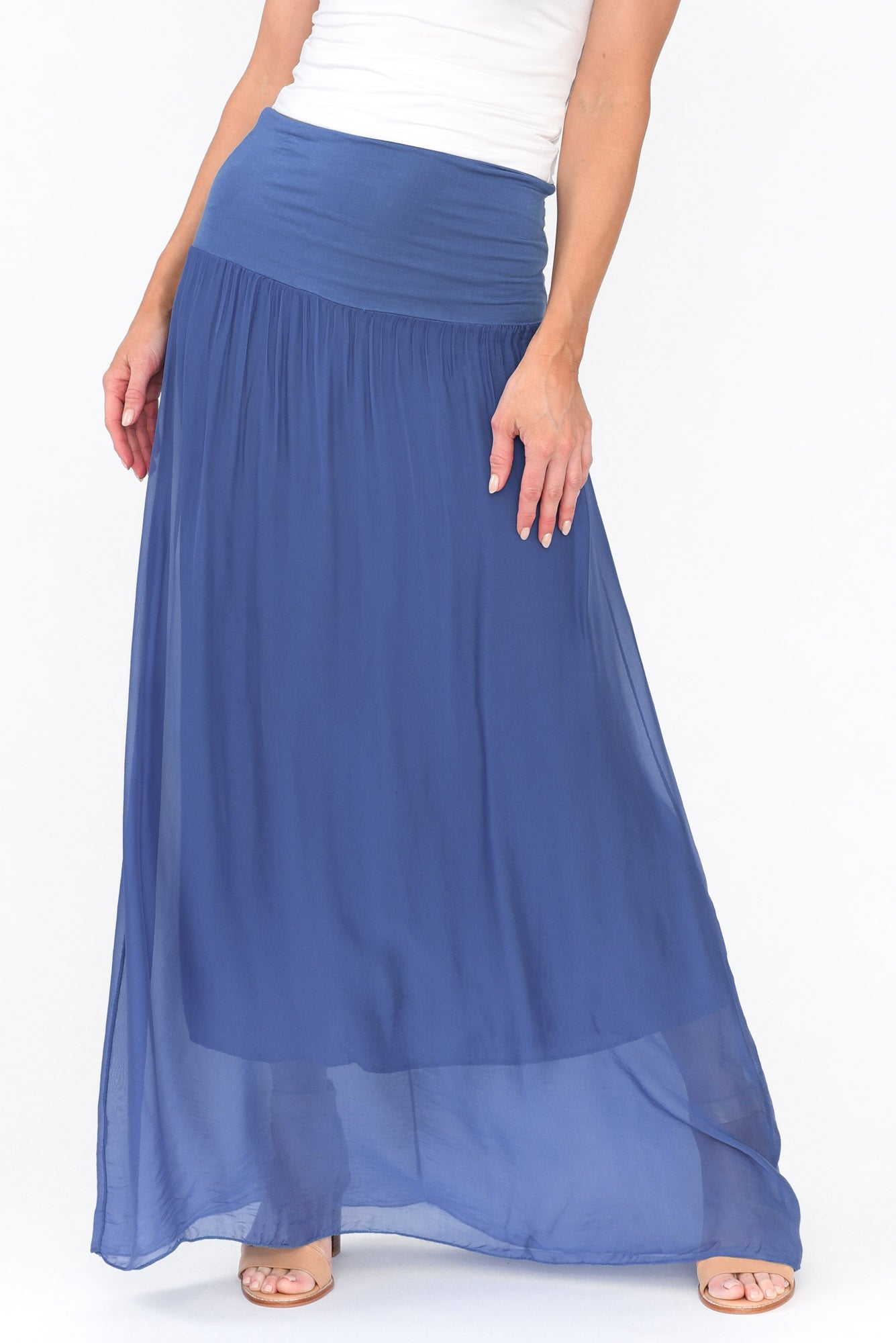 Viana Cobalt Silk Layer Skirt