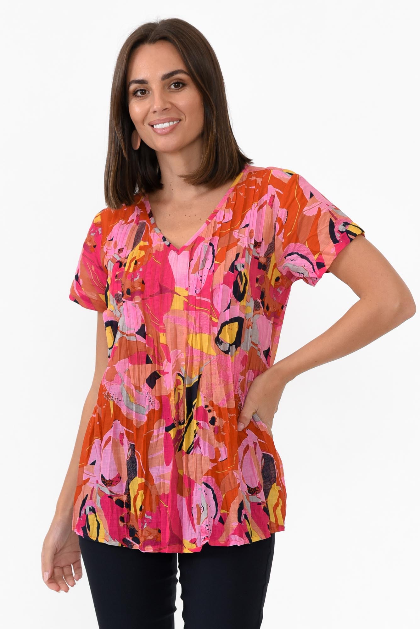 Fia Pink Poppy Cotton Top