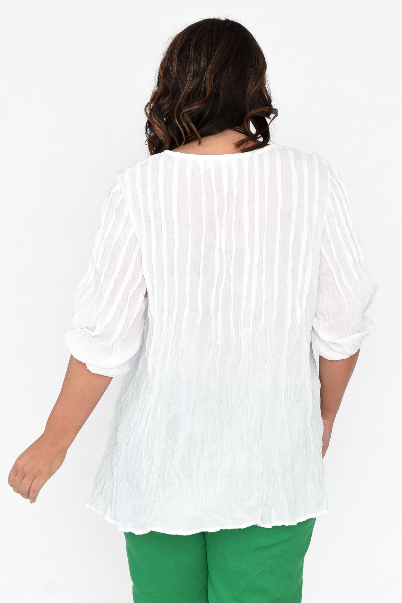 Selma White Crinkle Cotton Top