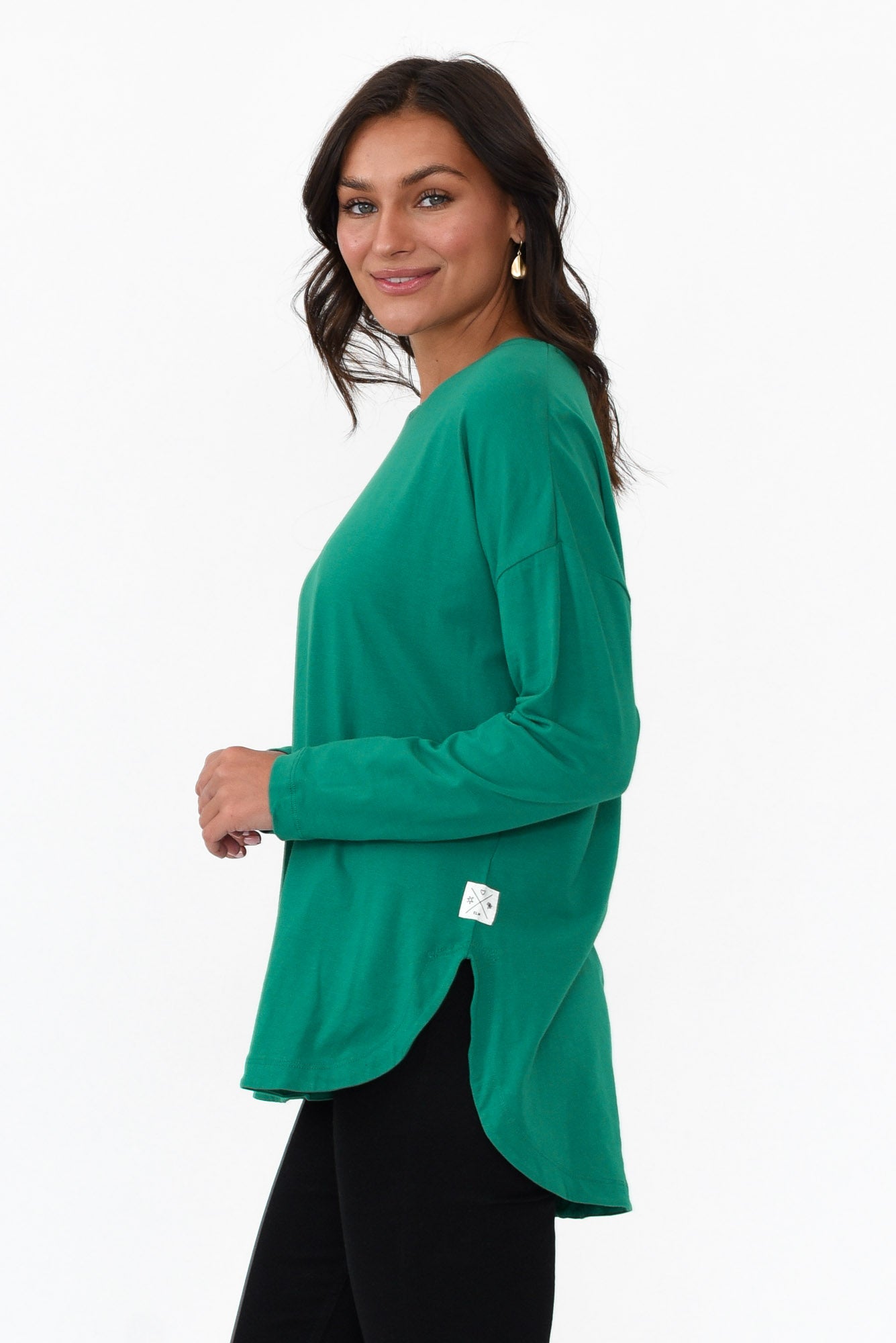 Society Teal Cotton Long Sleeve Tee