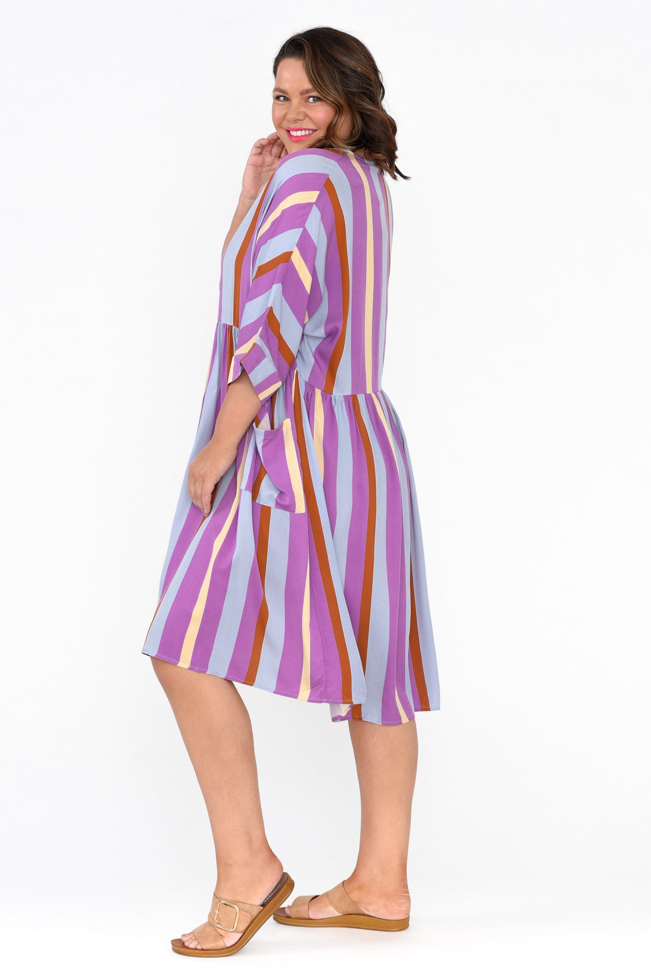 Electra Purple Stripe Pocket Dress