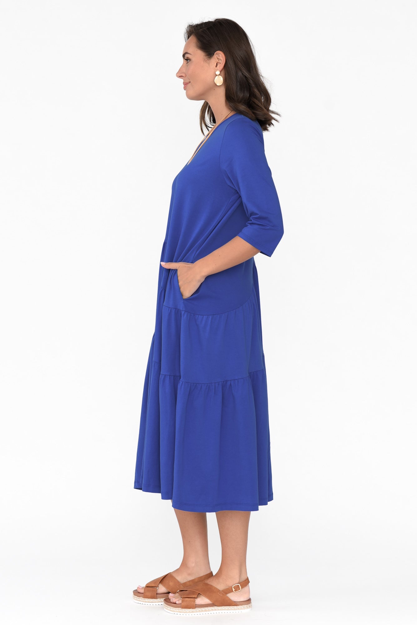 Masie Cobalt Diagonal Gathered Dress