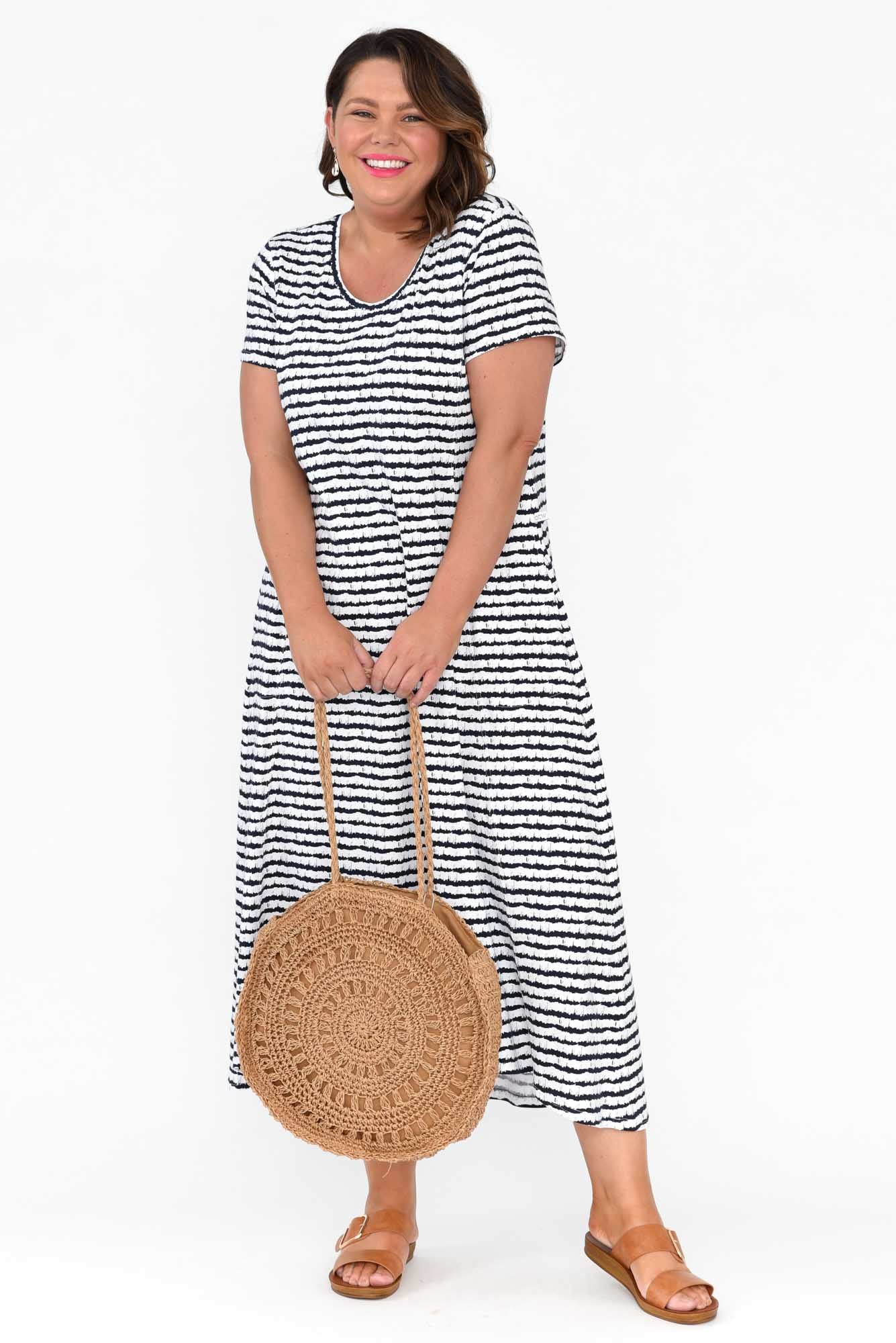 Patrick Navy Stripe Cotton Pocket Dress