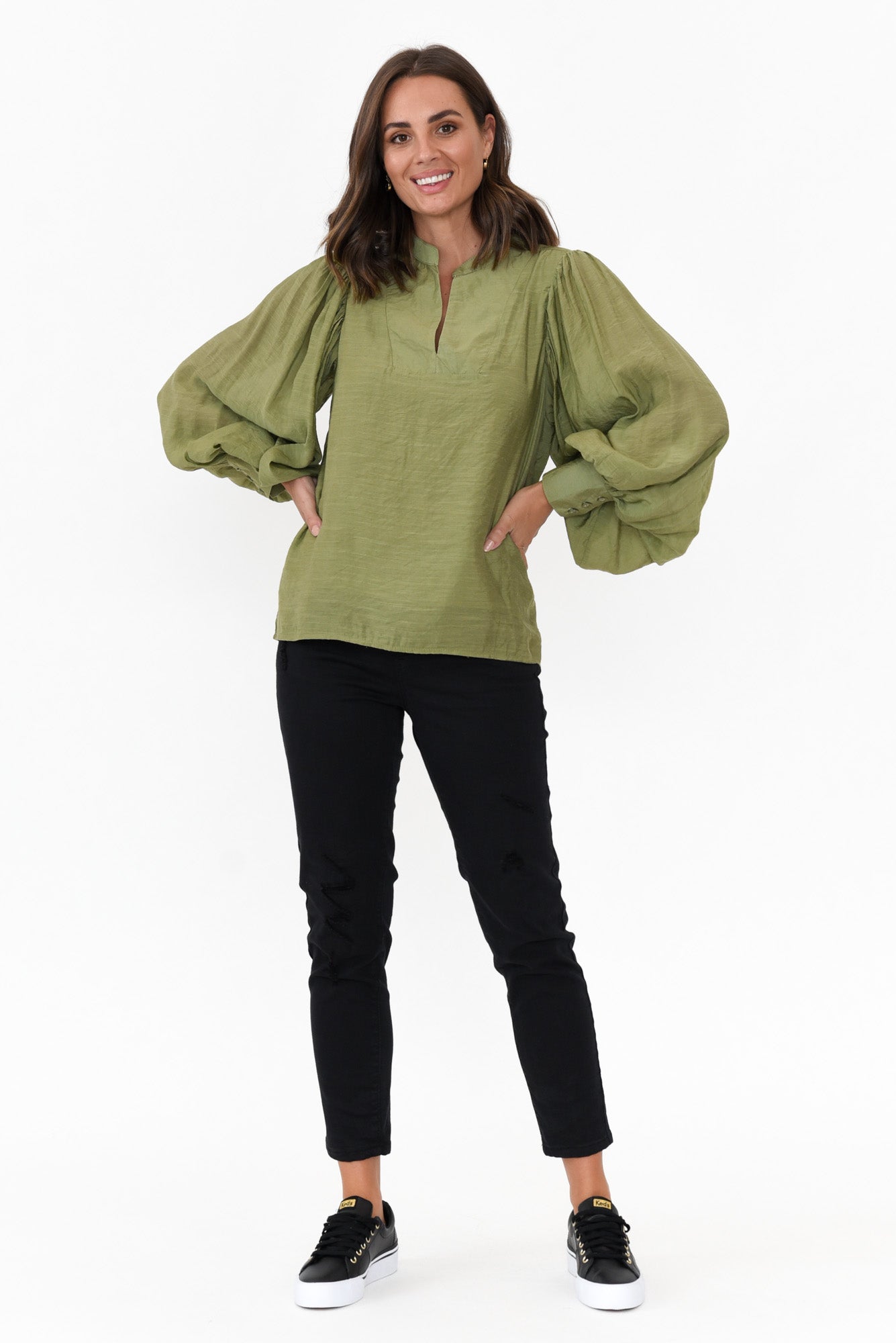Kane Khaki Cotton Blend Top