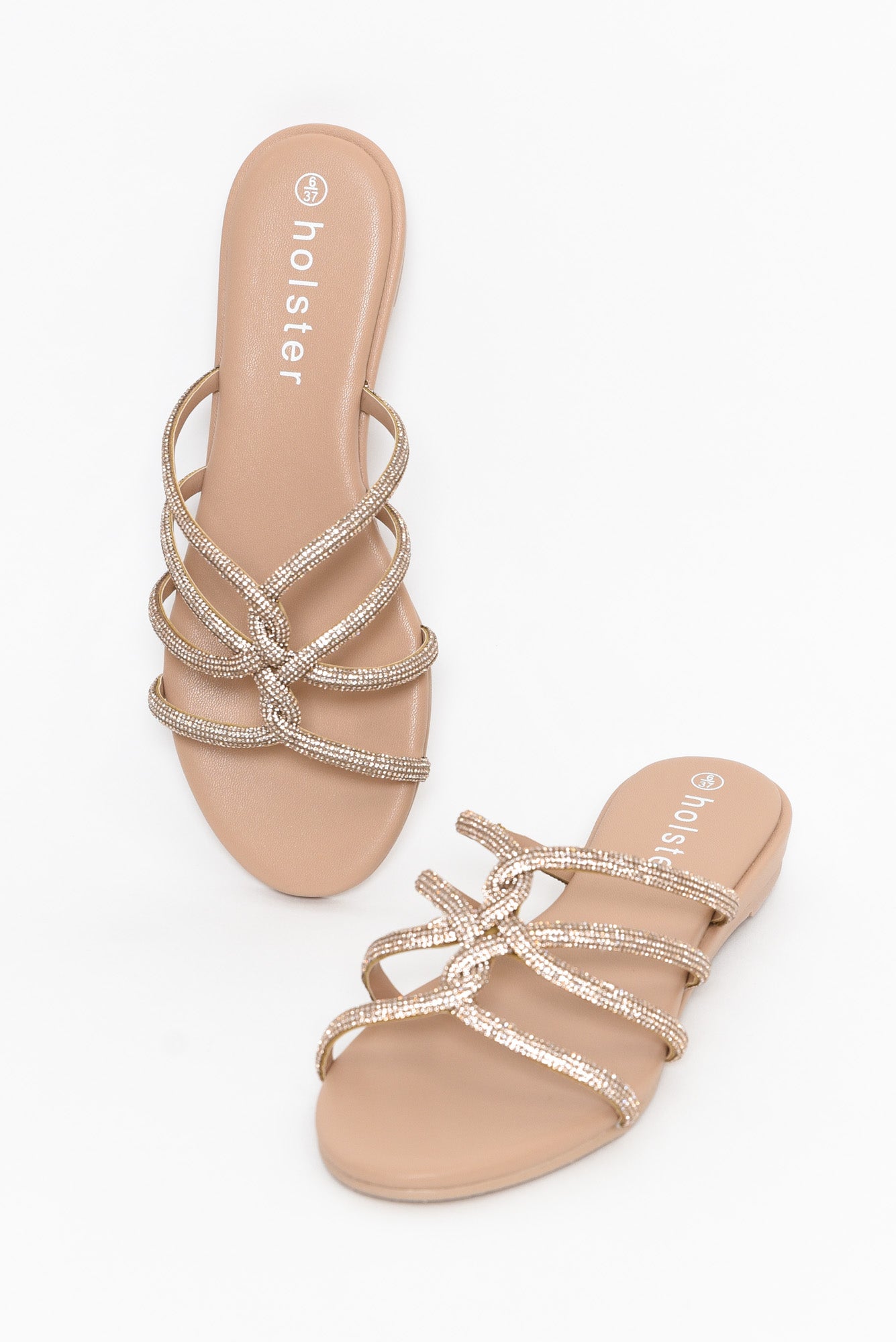 Sundance Rose Gold Diamante Strappy Sandal