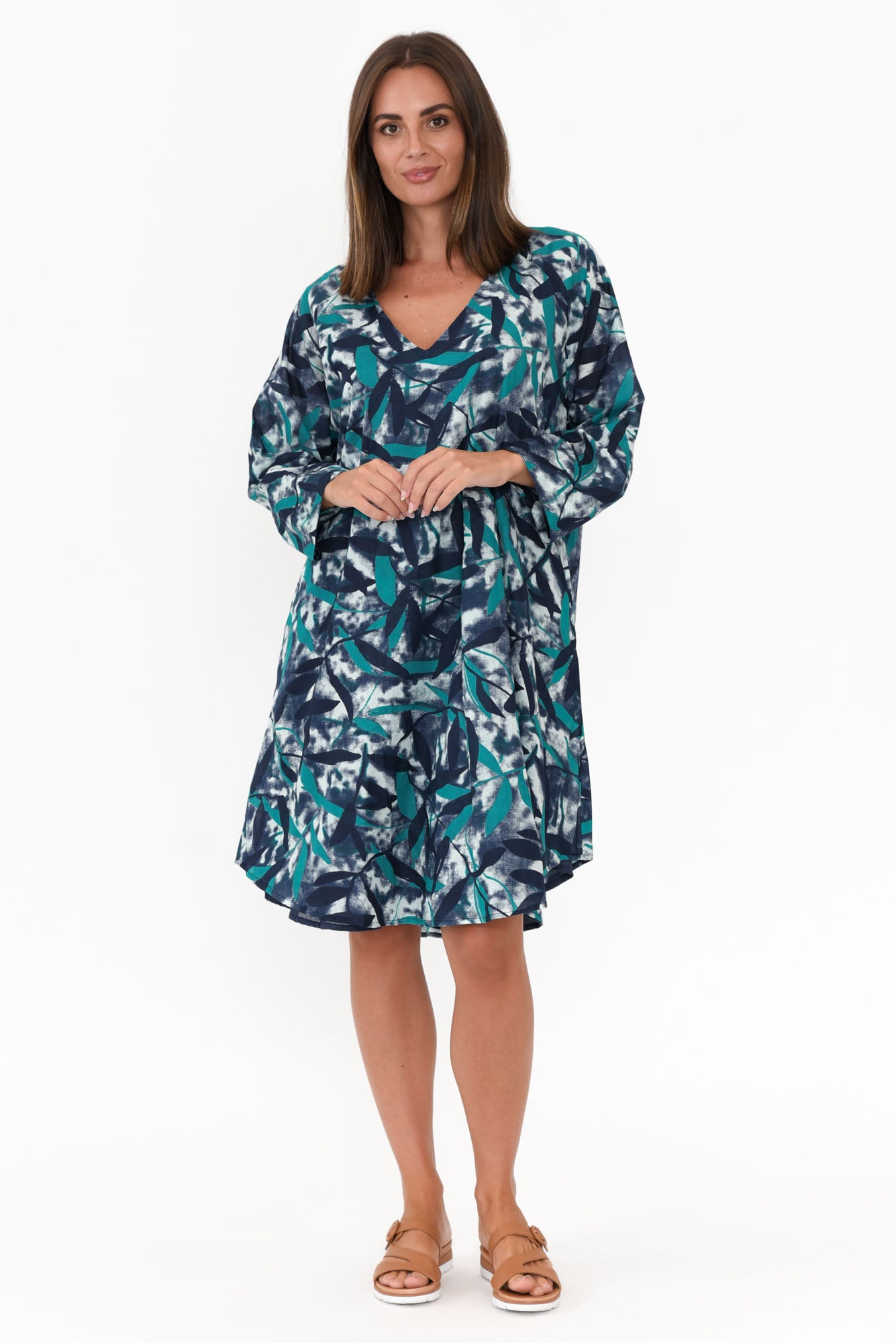 Proserpine Blue Leaf Cotton Tunic