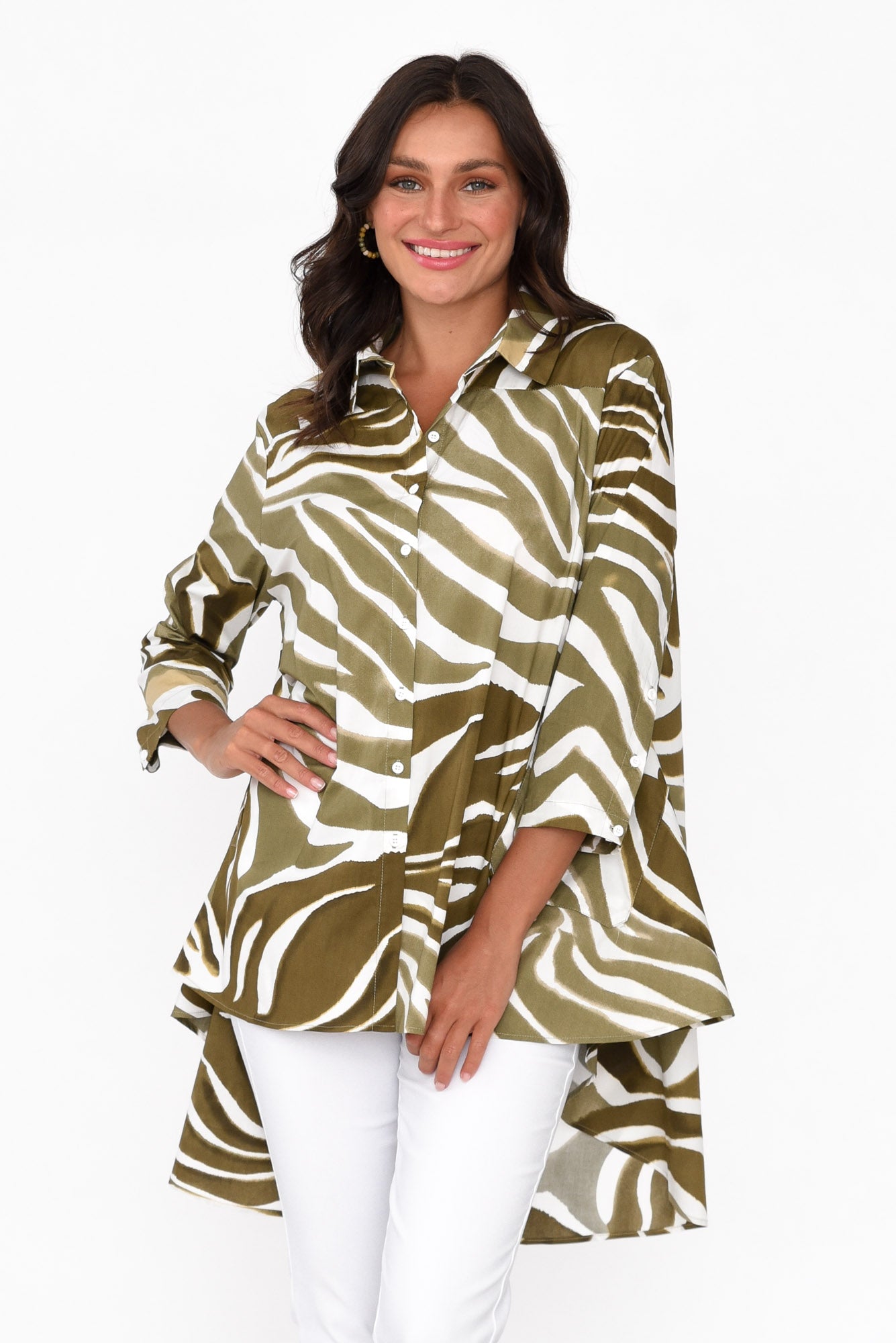 Kinley Green Swirl Cotton Tunic