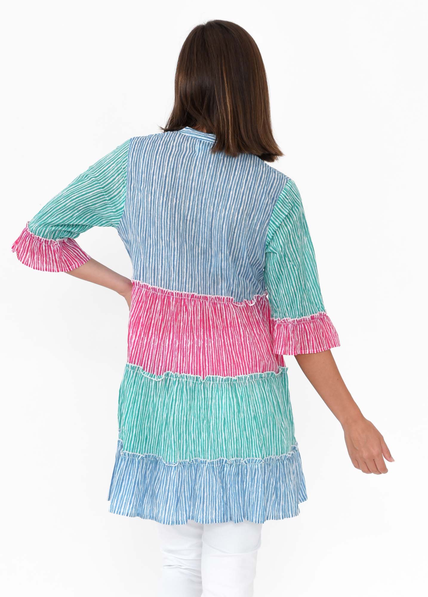 Deedee Multi Stripe Cotton Frill Tunic