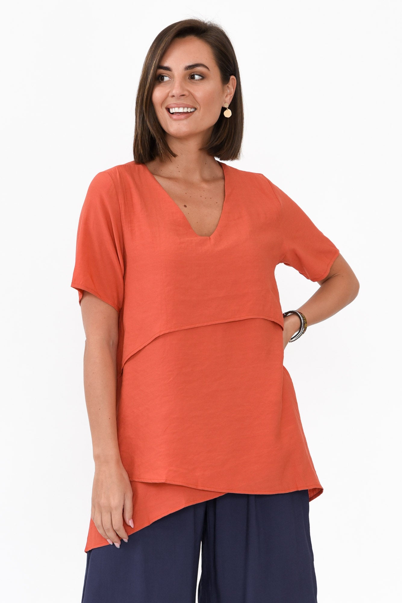 Shoshana Rust Cotton Layered Top