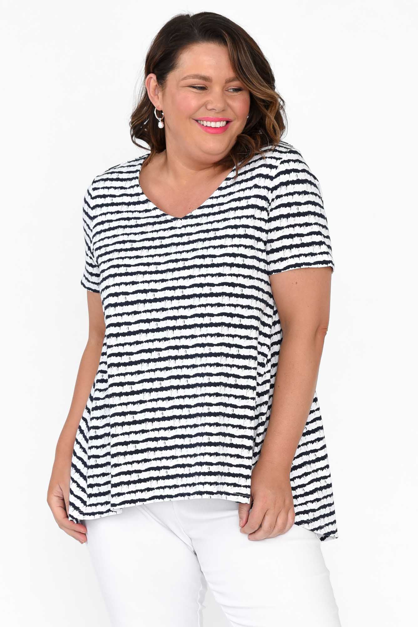Montreal Navy Stripe Cotton Tee