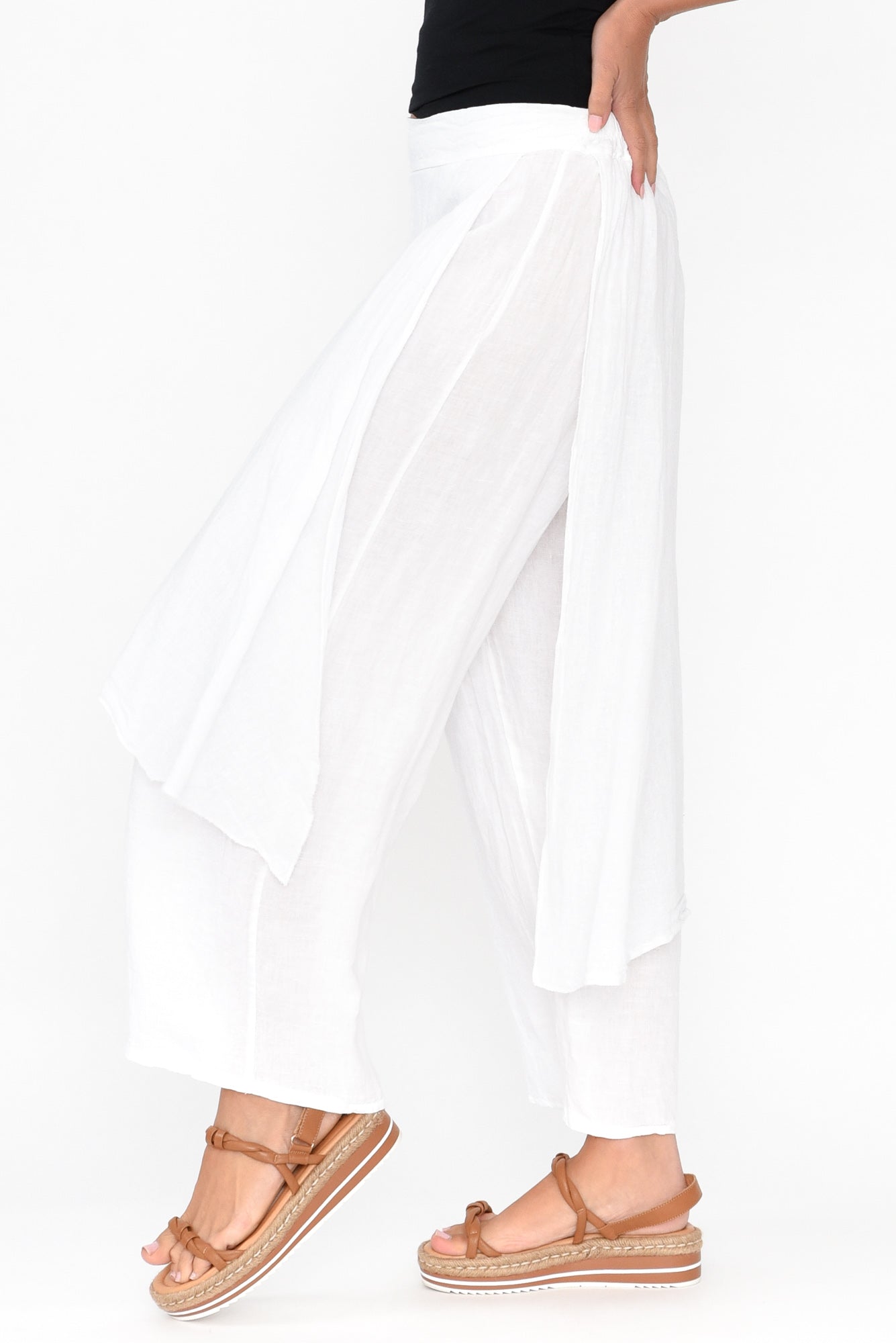 Lucienne White Linen Layer Pant