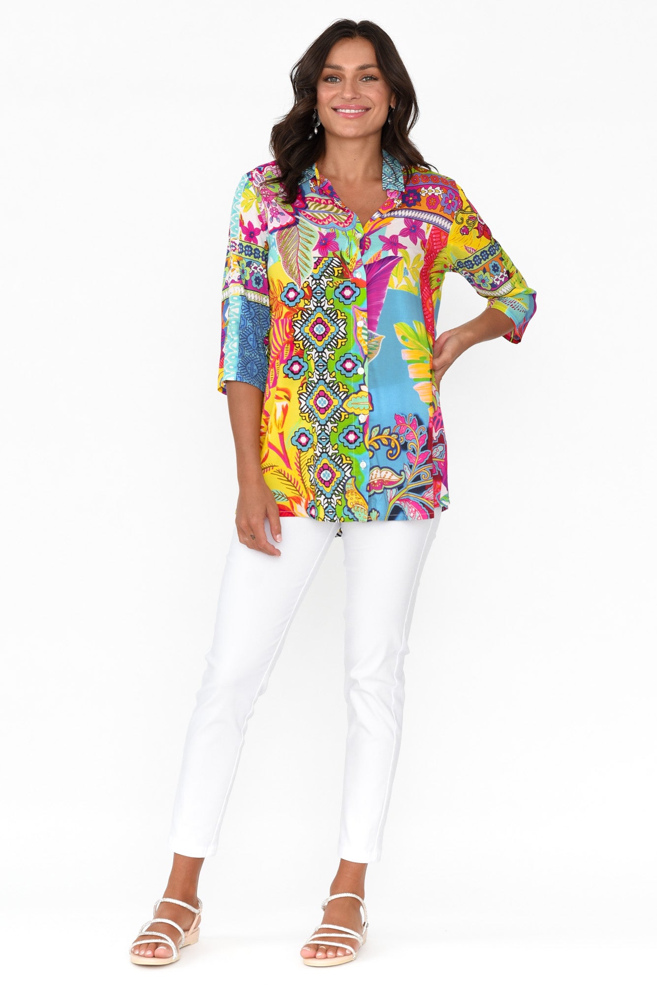 Melba Blue Abstract Collared Shirt
