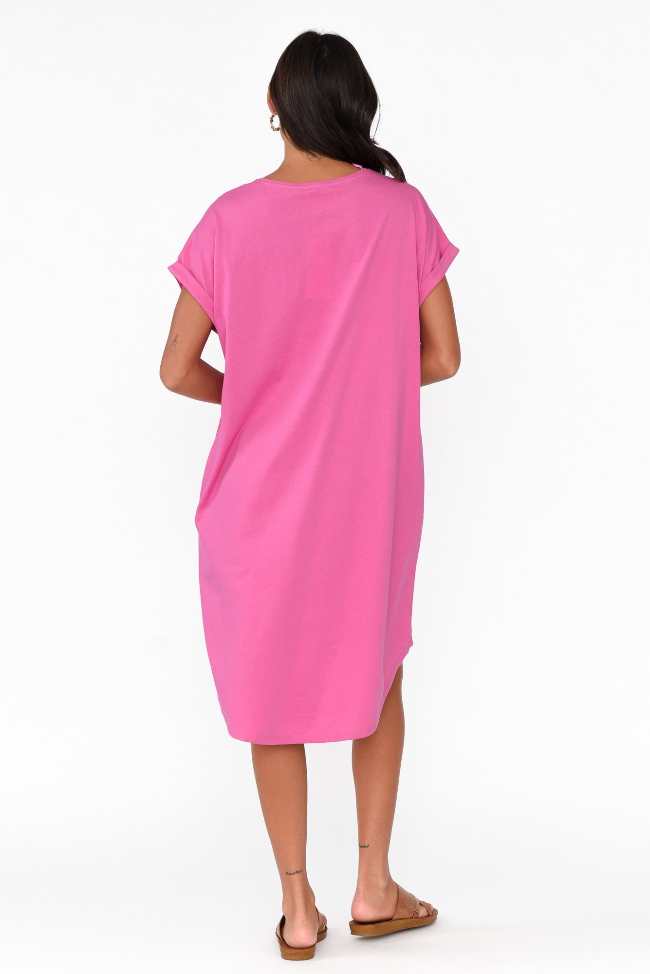 Maxine Hot Pink Cotton T-Shirt Dress