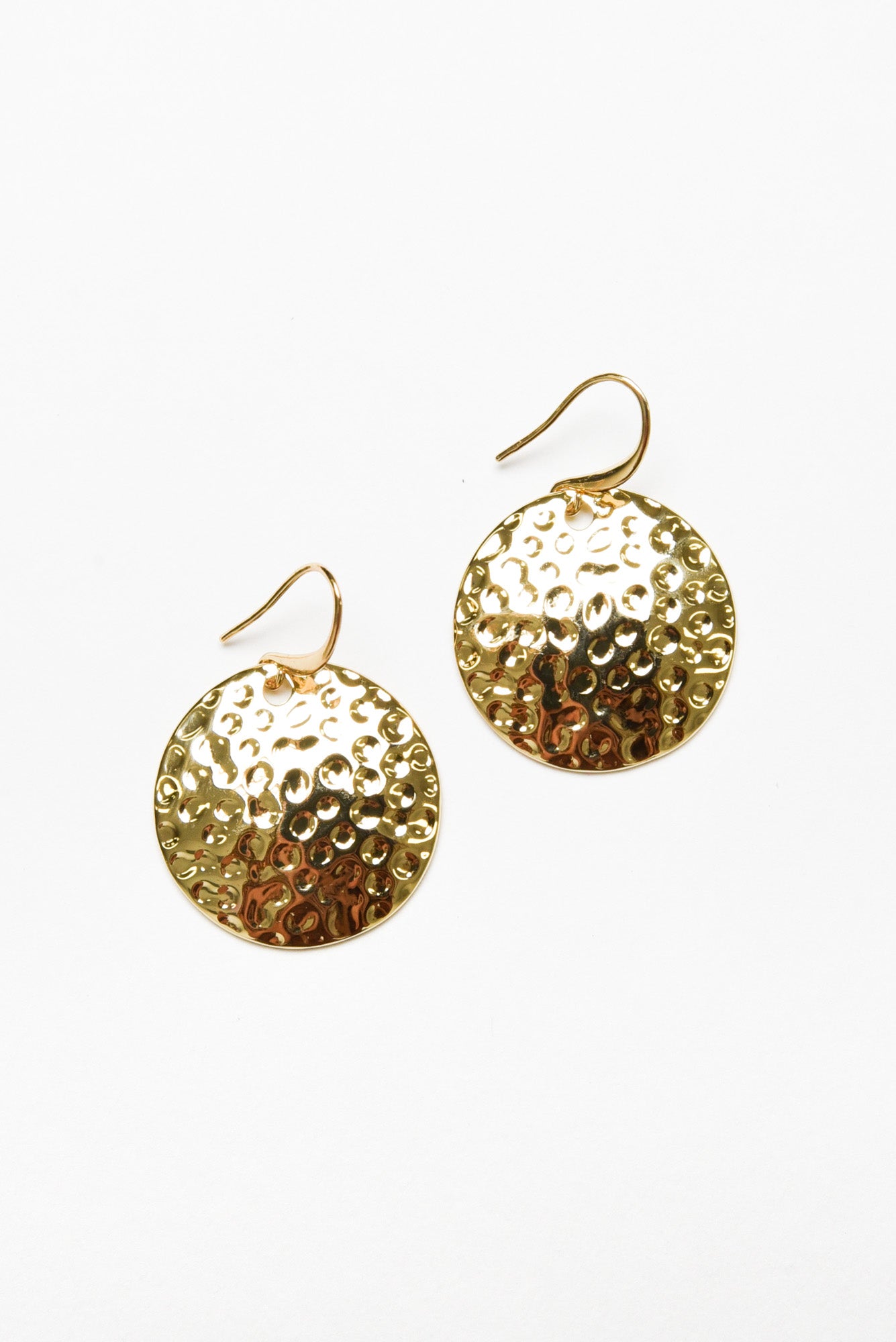 Larson Gold Beaten Disc Earring