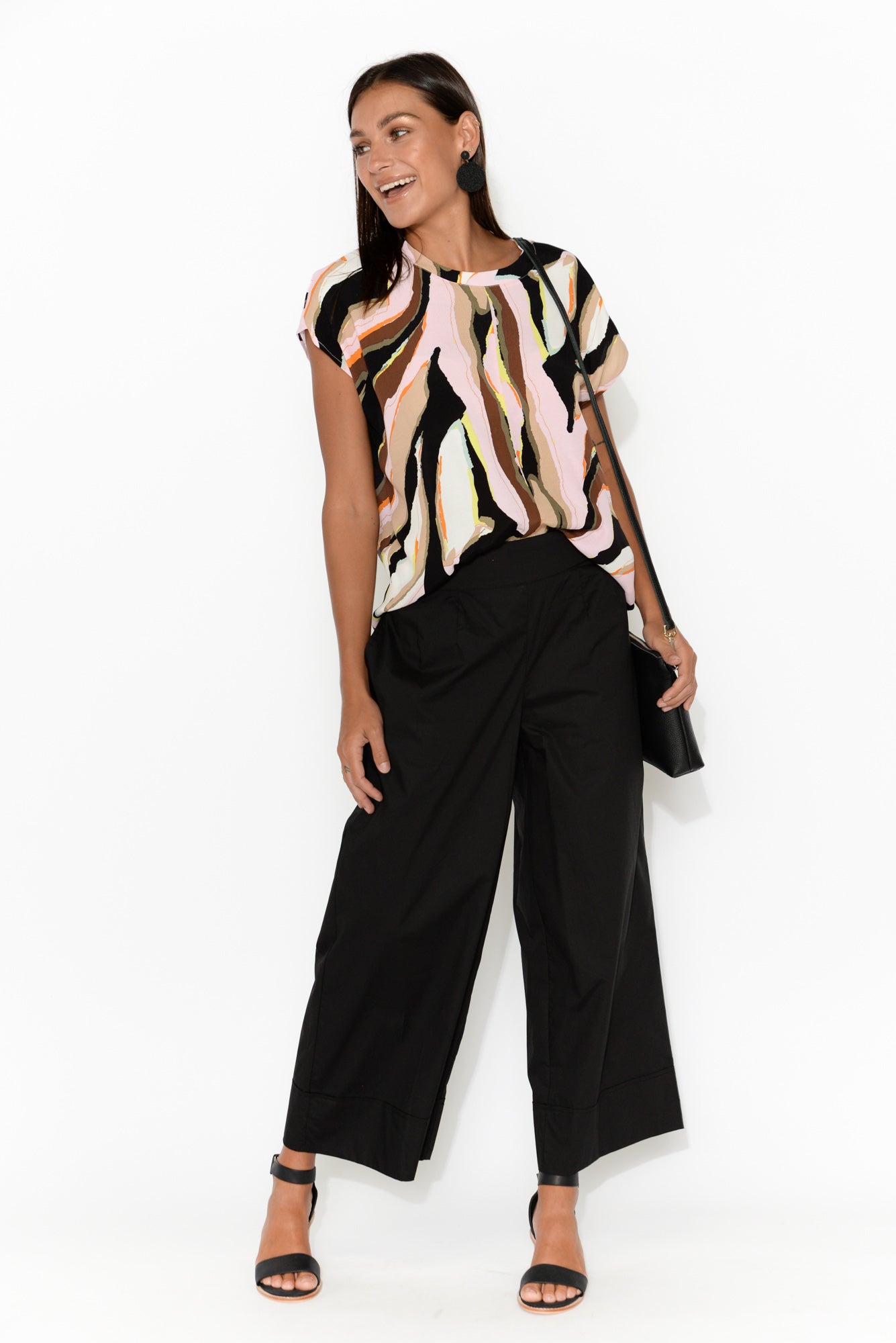 Bradie Black Cotton Wide Leg Pant
