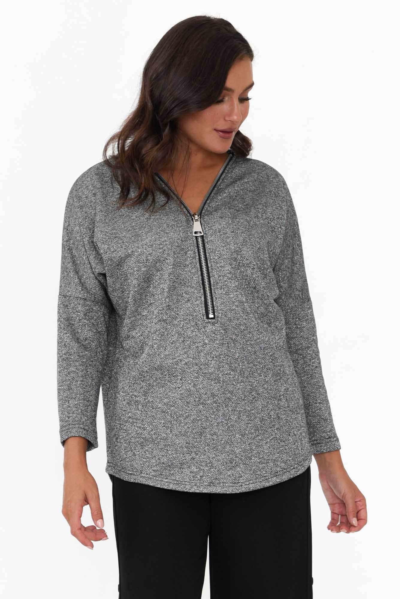 Bentley Grey Cotton Zip Top