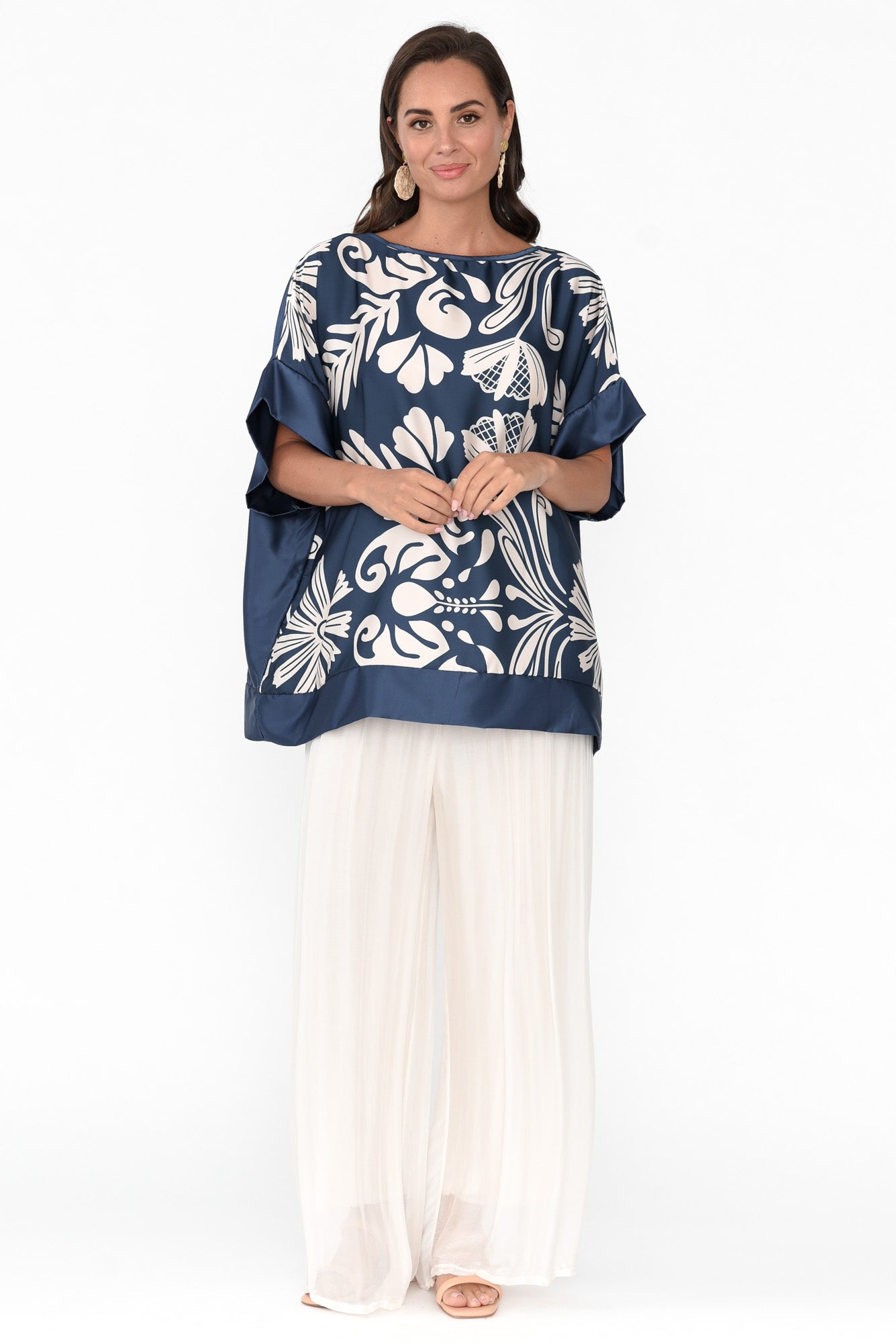 Terni Blue Floral Gloss Top