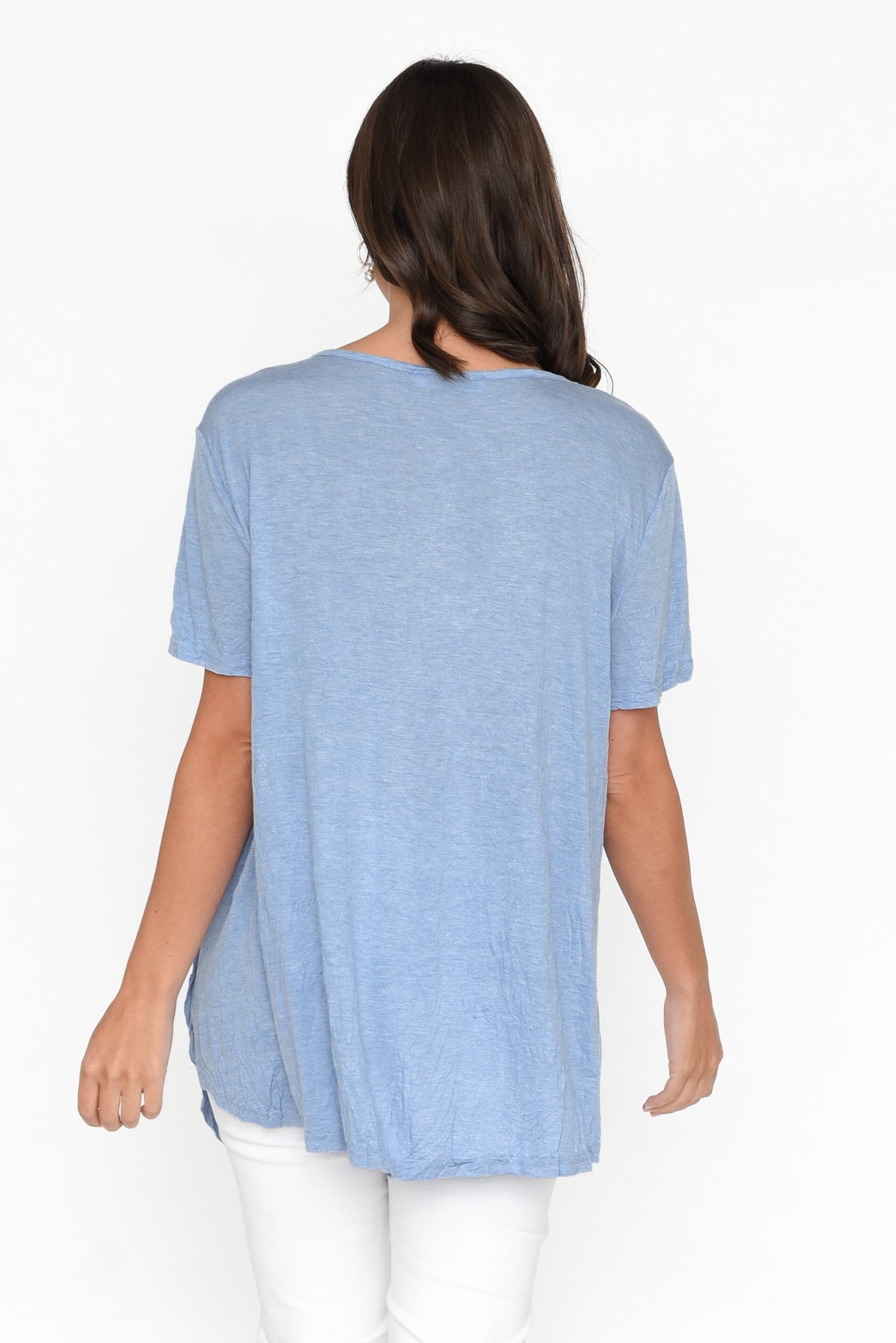 Moira Blue Crinkle Cotton Tee