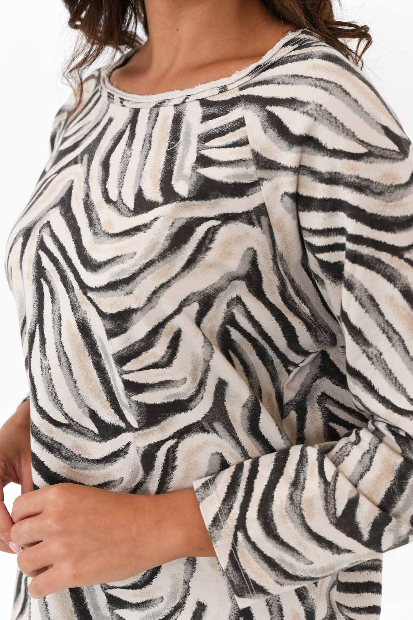Brendan Black Zebra Cotton Stretch Top