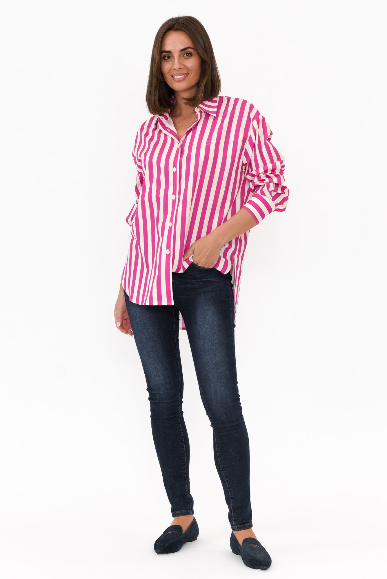 Presley Pink Stripe Cotton Poplin Shirt