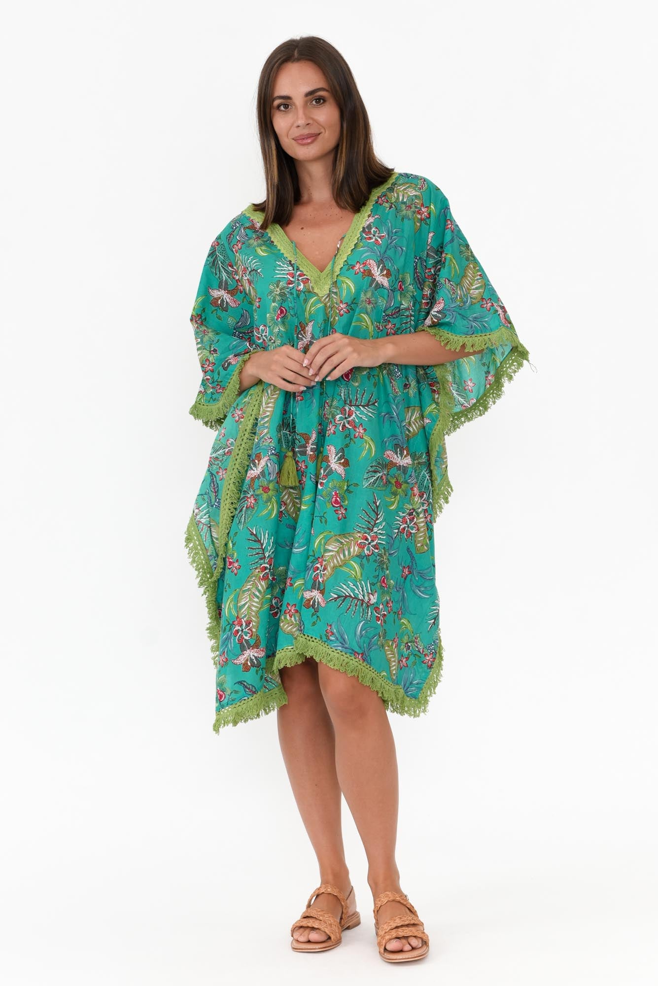 Bedarra Green Garden Cotton Kaftan
