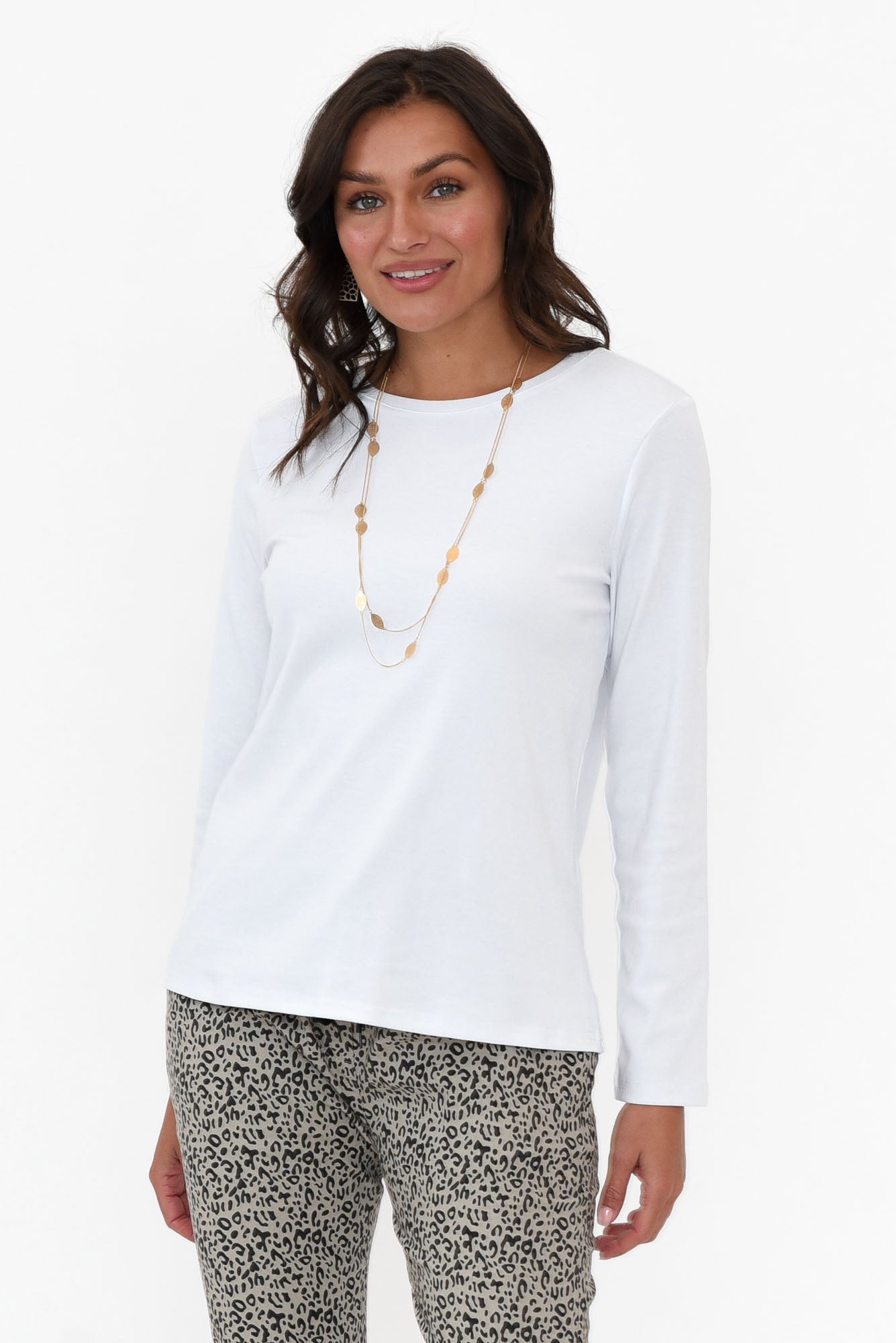 Porter White Cotton Long Sleeve Top
