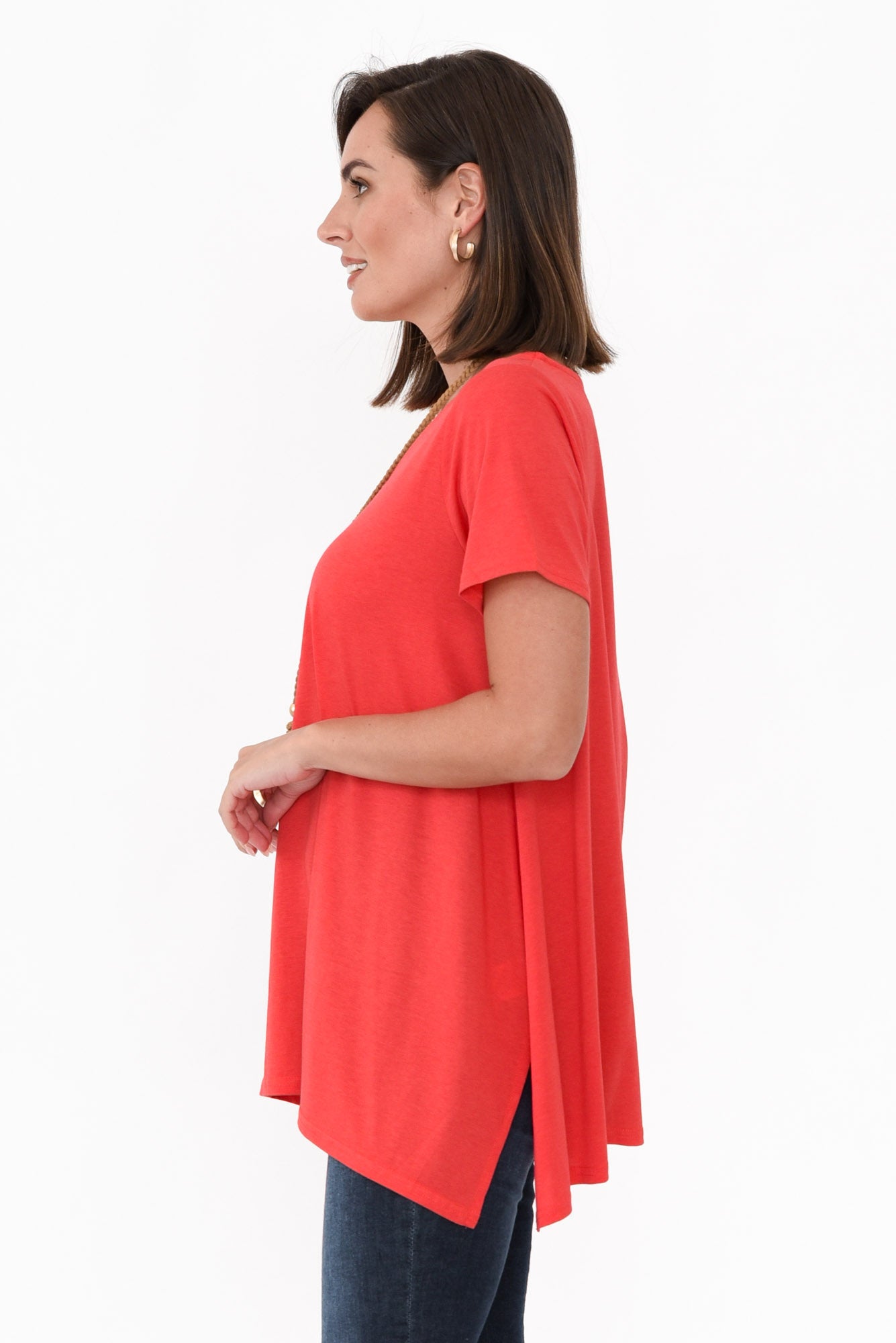 Marcy Red Drape Cotton Top