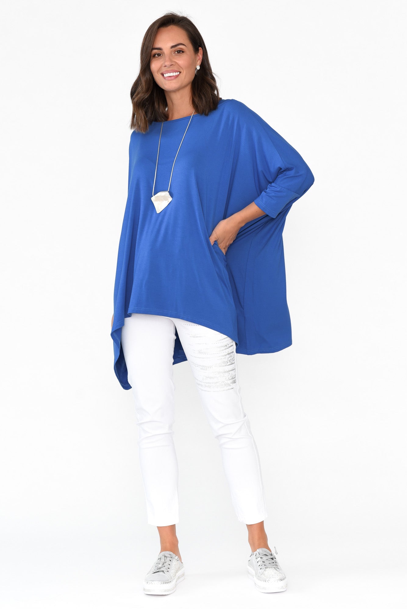 Simplicity Cobalt Bamboo Drape Top