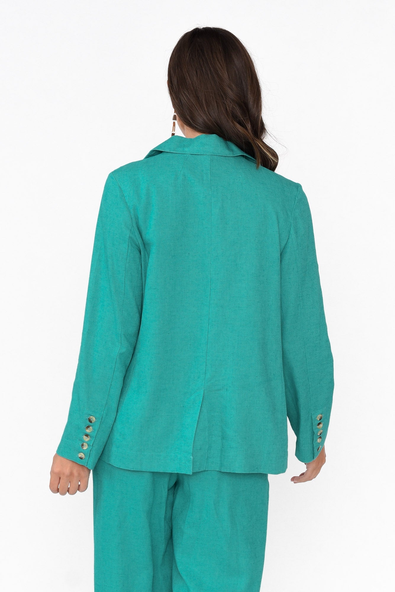Lisset Teal Linen Blend Blazer