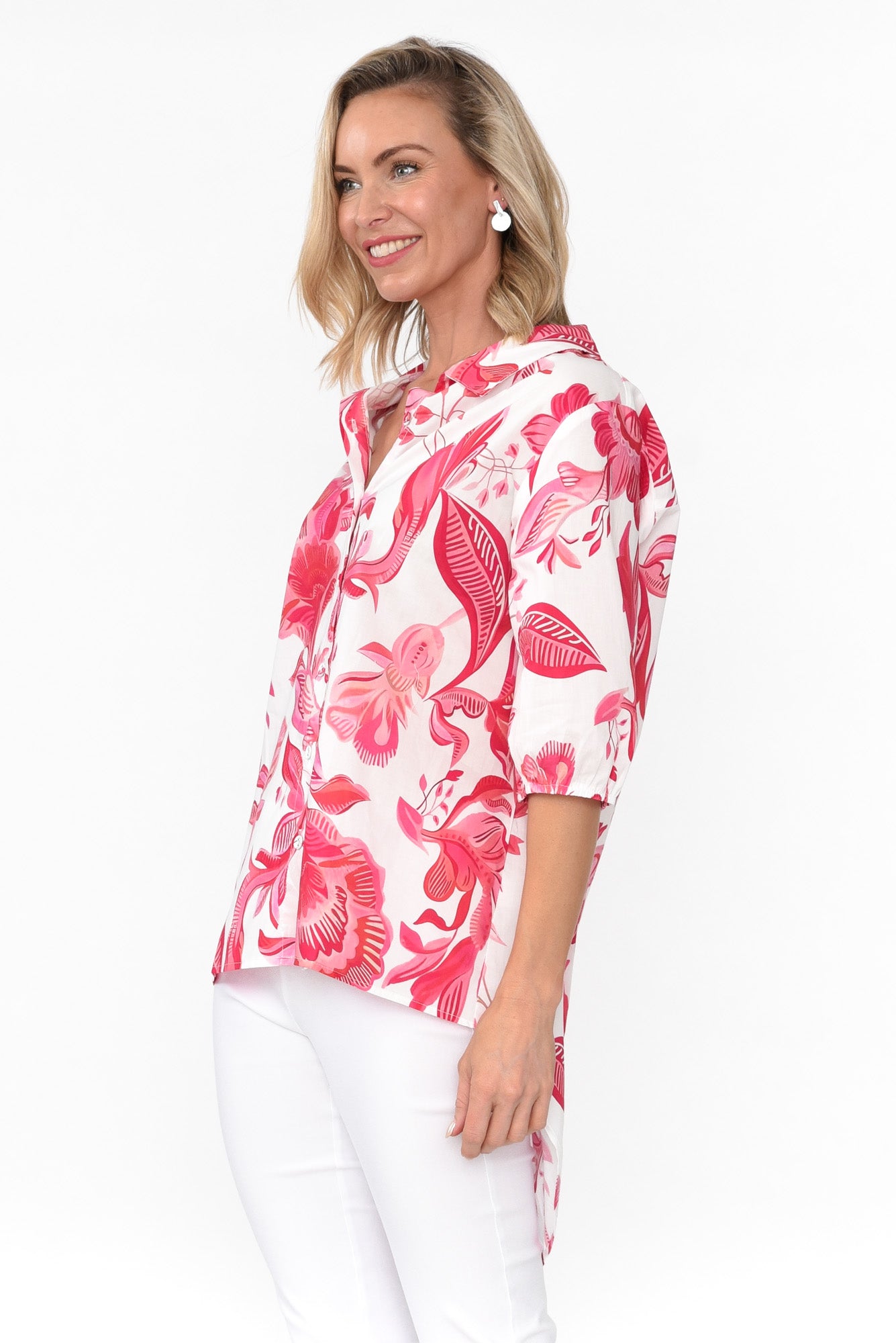 Meghan Pink Floral Cotton Shirt