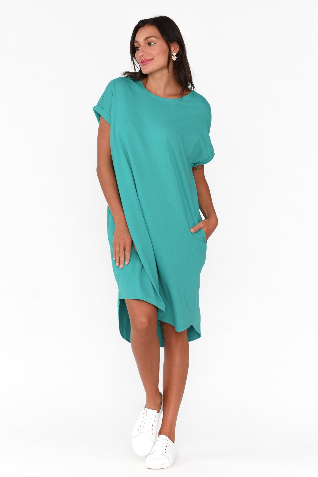 Maxine Jade Green Cotton T-Shirt Dress