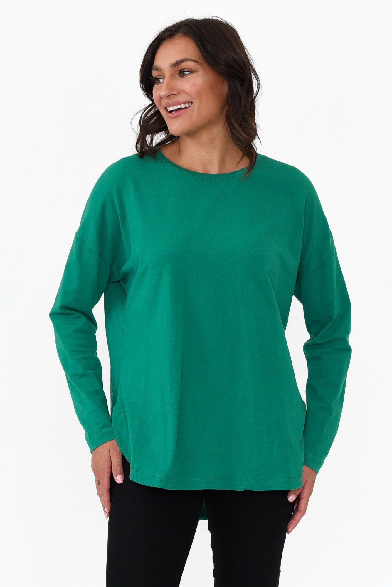 Society Teal Cotton Long Sleeve Tee