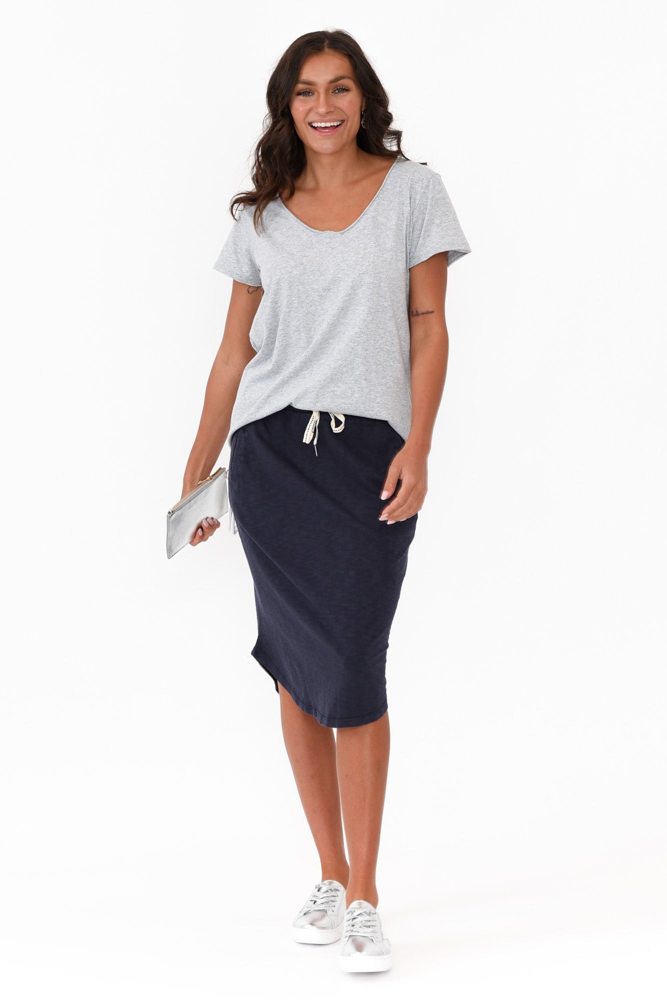 Grey Cotton Fundamental Vee Tee