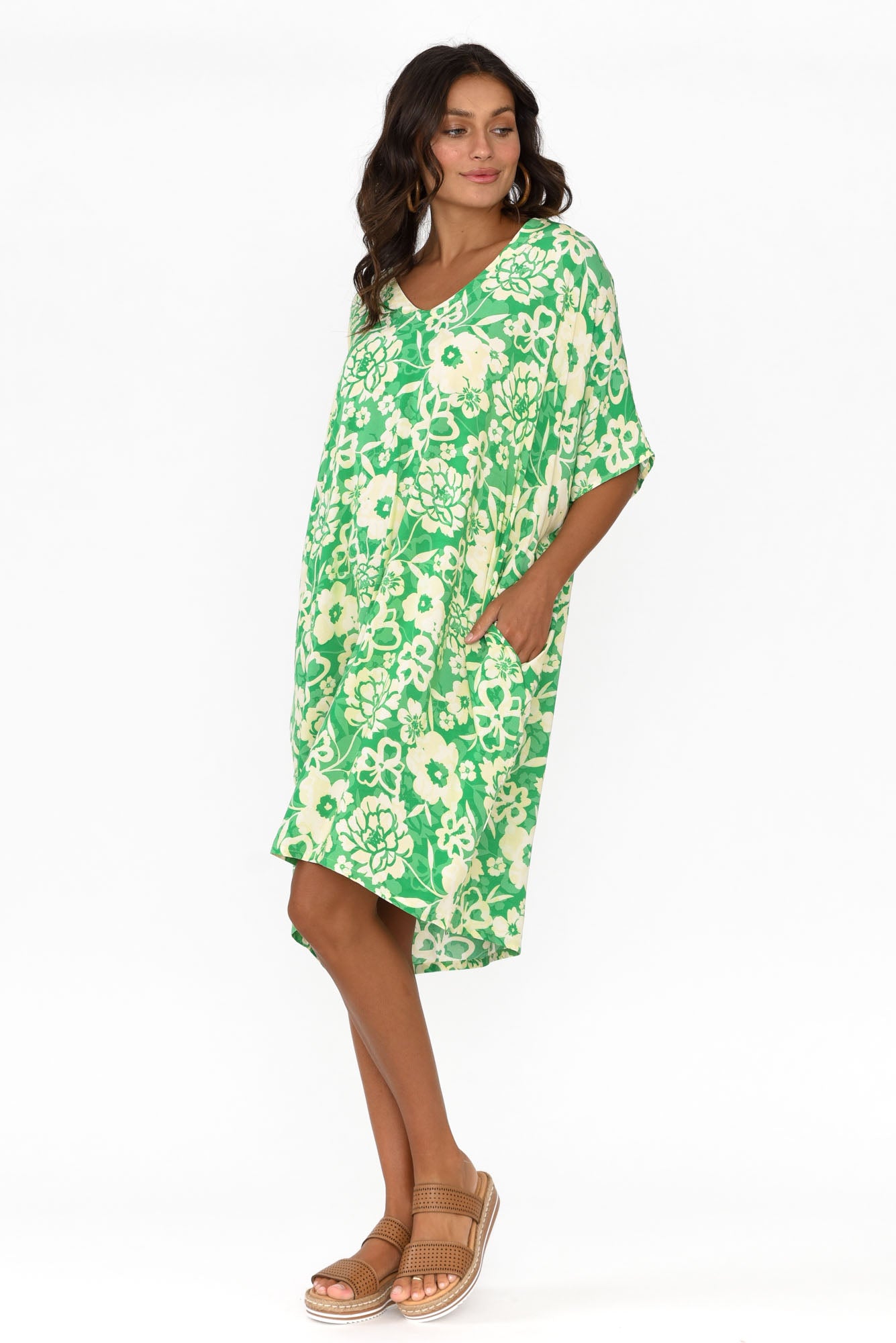 Luce Green Flower Kaftan