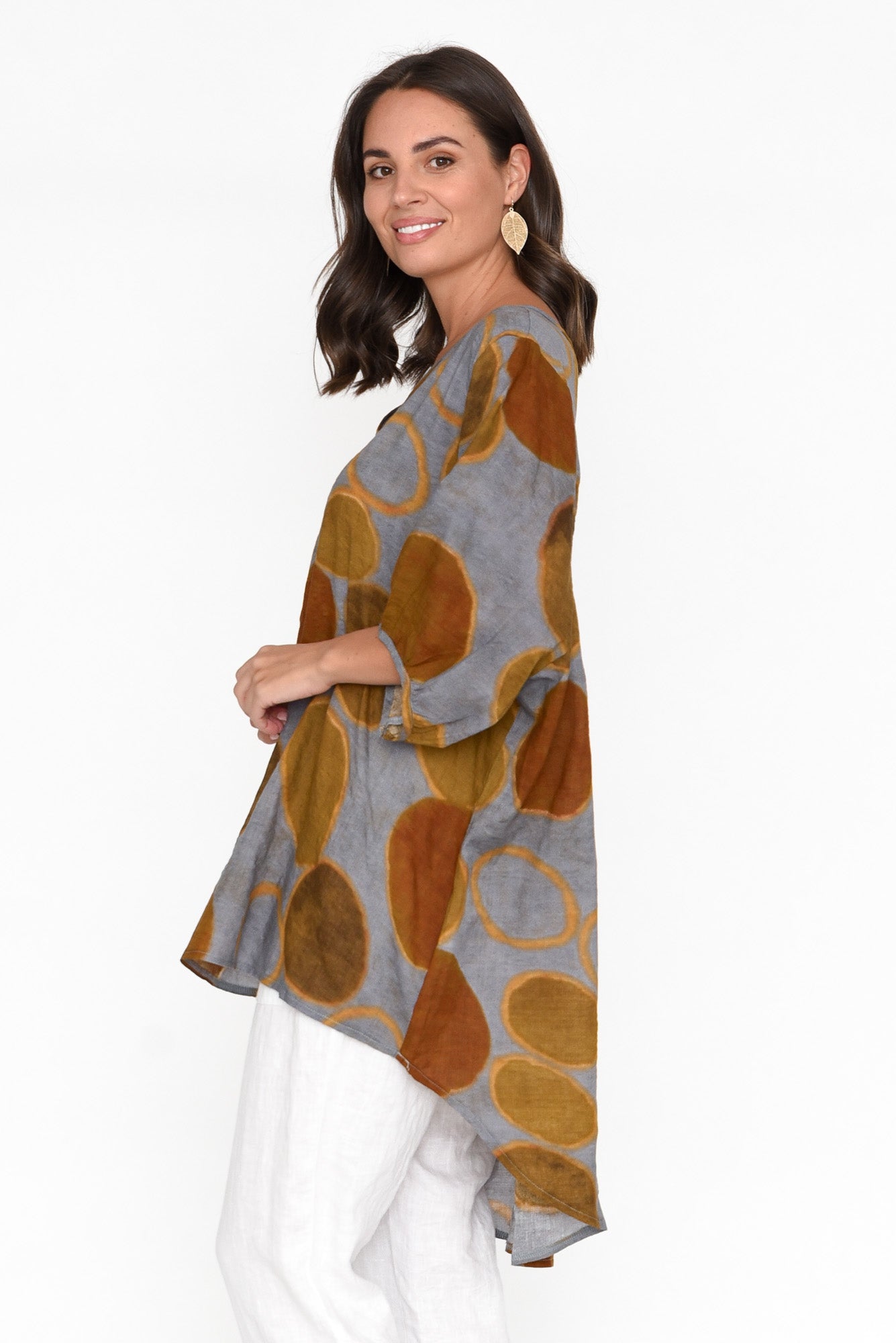 Abra Brown Spot Oversized Top