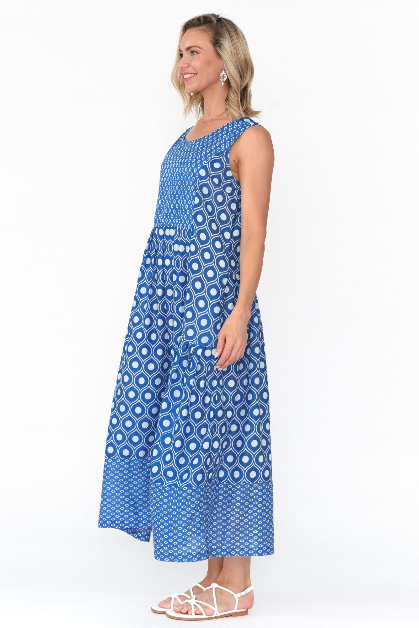 Serena Blue Circle Cotton Dress