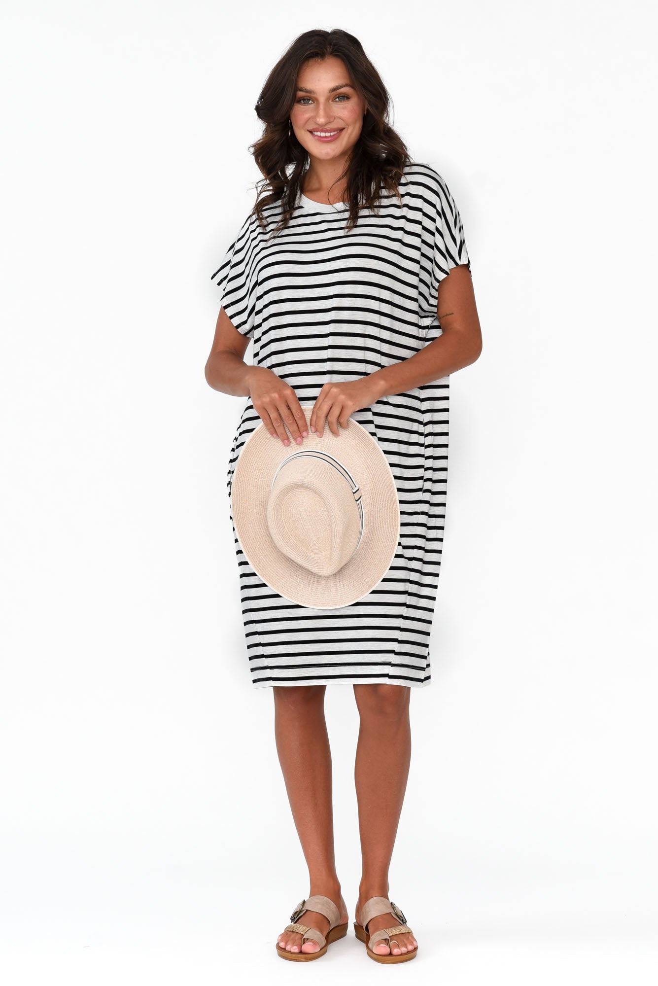 Nicks Grey Stripe Bamboo Tee Dress